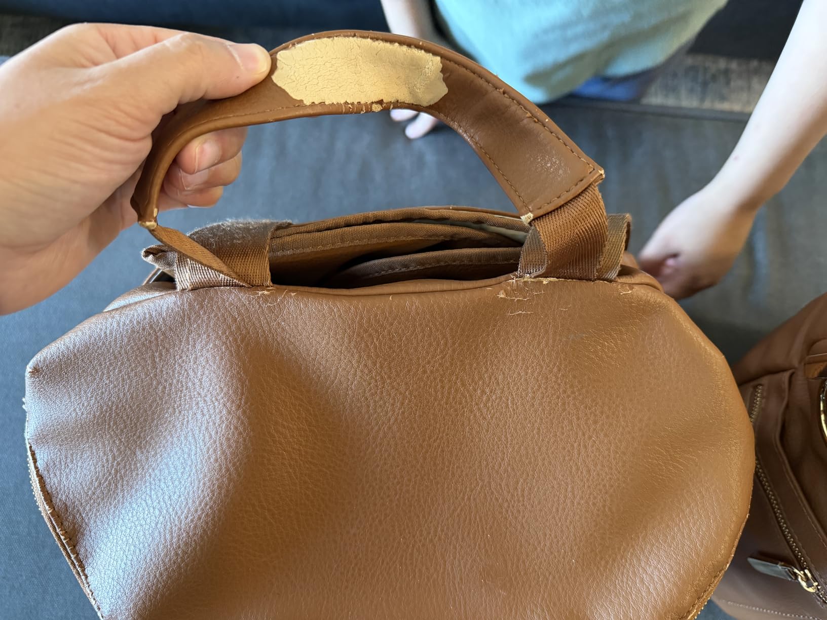 miss fong Diaper Bag Backpack Baby Diaper Bag, Large Leather Diaper Bag Backpack with Changing Pad,Pañaleras Para Bebe for Moms, Stroller Straps, and 2 Insulated Pockets(Convertible, Brown) customer photo 1