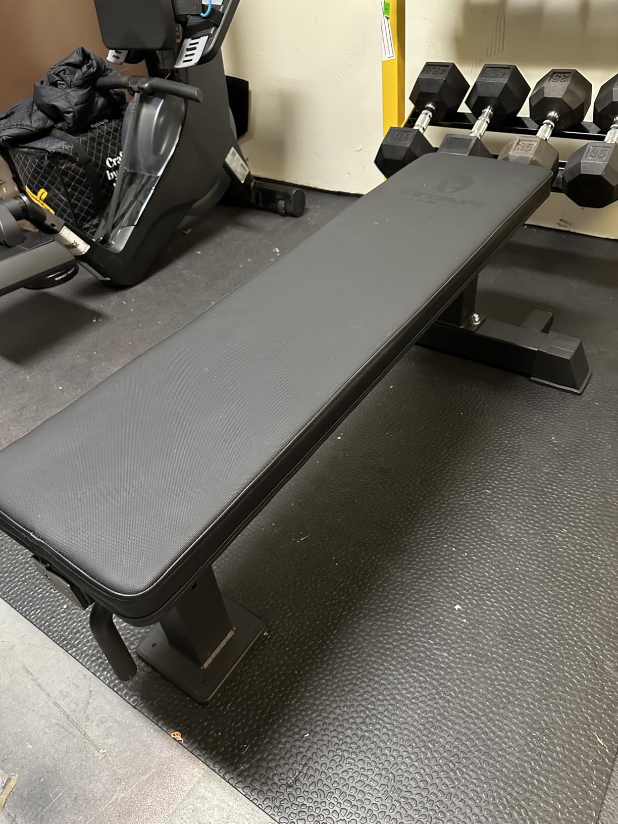 Titan Fitness TITAN Series Single Post Flat Bench, Rated 1,200 LB, 4