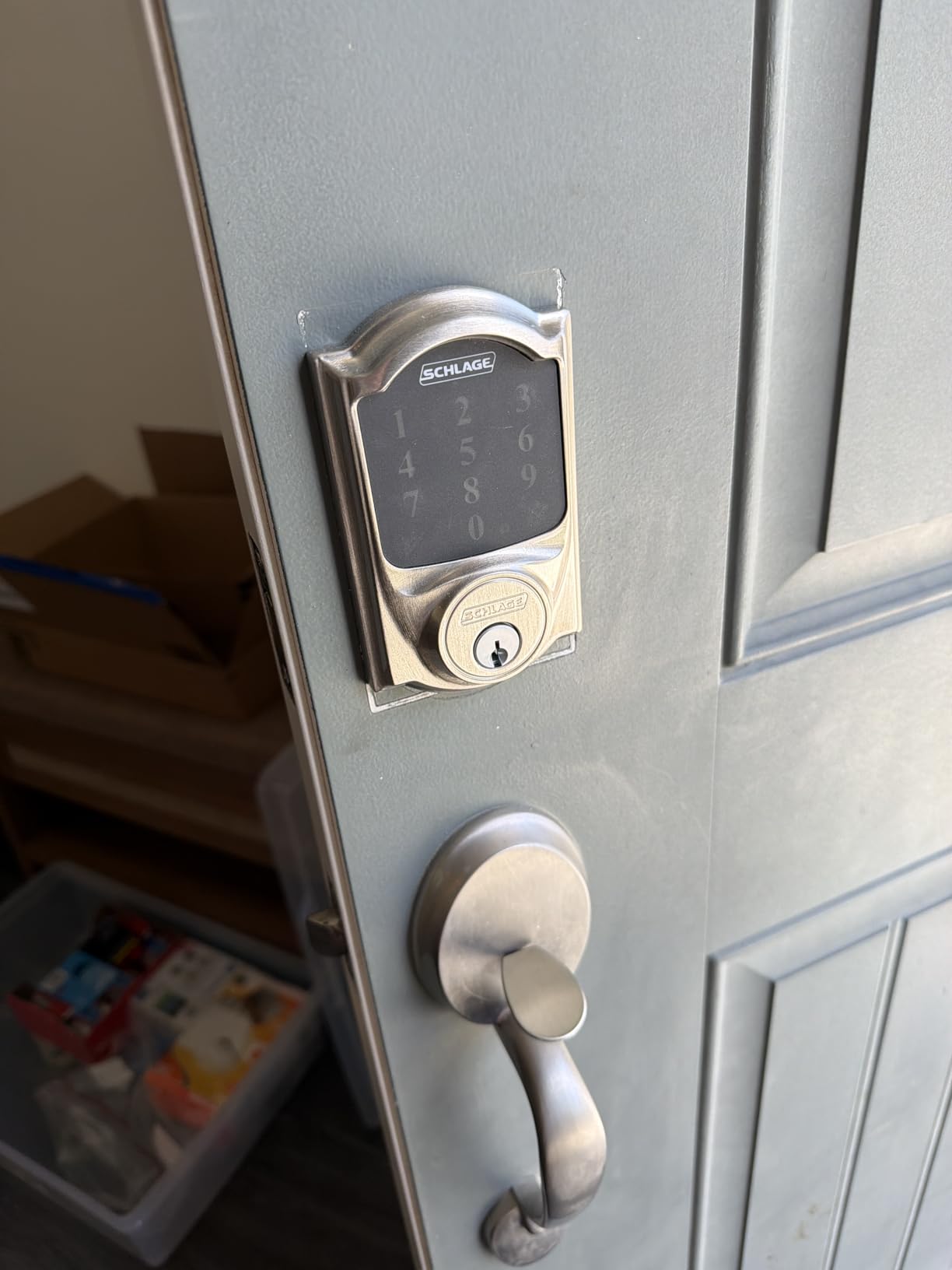 Schlage Connect Smart Deadbolt Lock with Touchscreen Keypad, Keyless Front Door Entry, Z-Wave Plus Compatible, Satin Nickel, BE469ZP CAM 619 customer photo 2