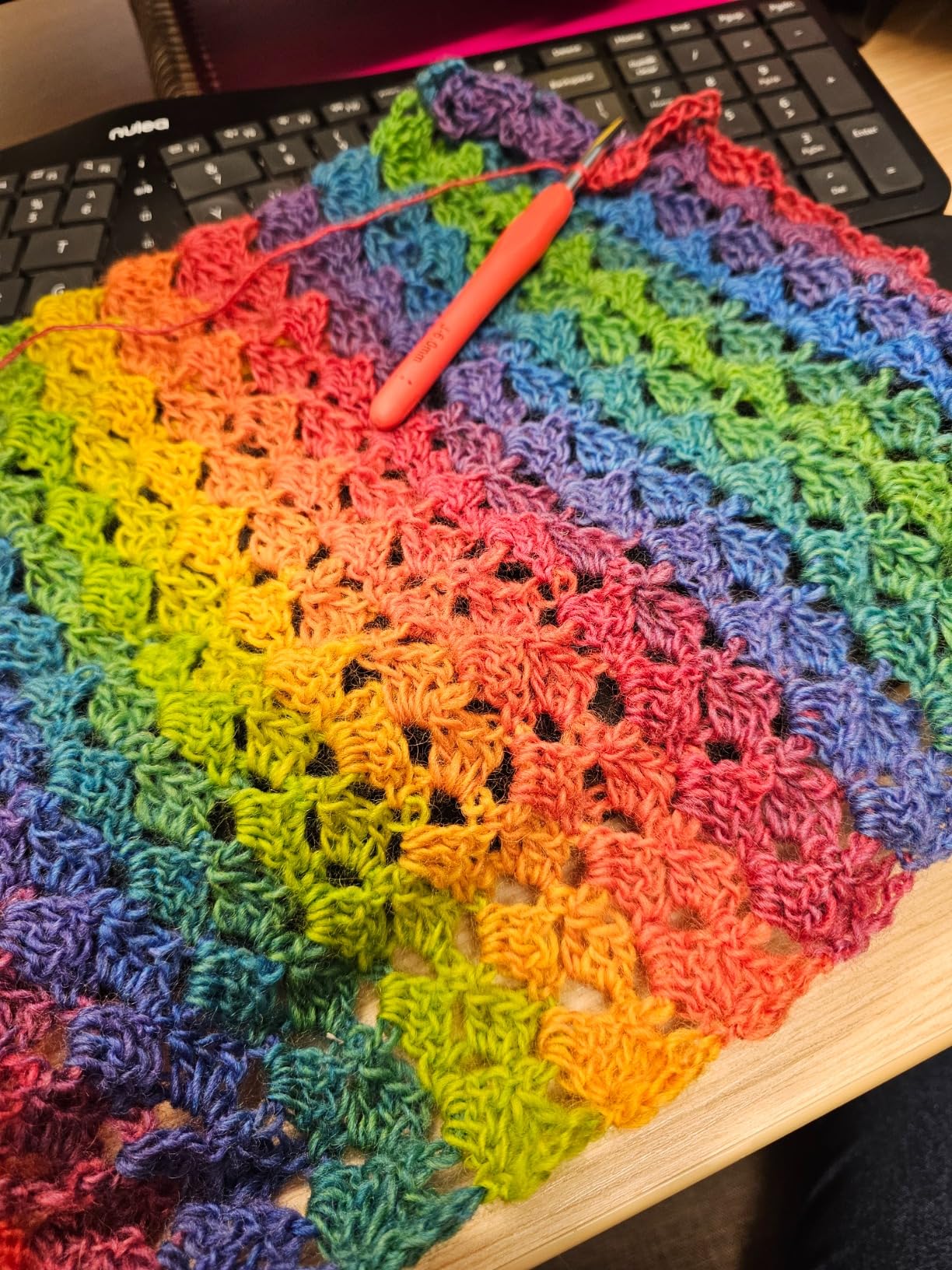 NICEEC 3 Skeins 100% Wool Rainbow Yarn Soft Gradient, Self-Striping, Colorful Single Ply Yarn for Crochet & Knitting - 11# customer photo 2