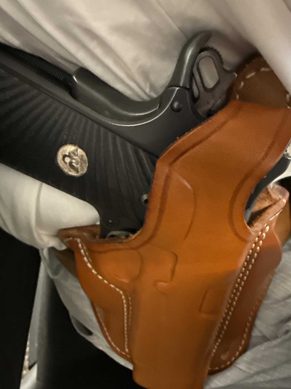 1791 Gunleather 1911 Holster - Thumb Break Leather Holster for Belts - OWB Cocked and Locked Carry - Right Hand - Fit 4
