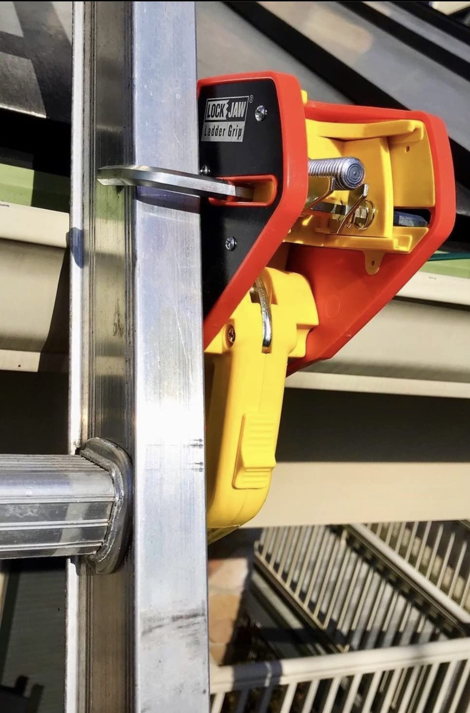 Lock Jaw Roof Ladder Stabilizer Hook for Gutter - Standoff in 5 Seconds with Slide-Lock Security - Prevent Aluminum Ladders Top Movement & Falls - Award-Winning Extension Ladder Accessories for Roof customer photo 2