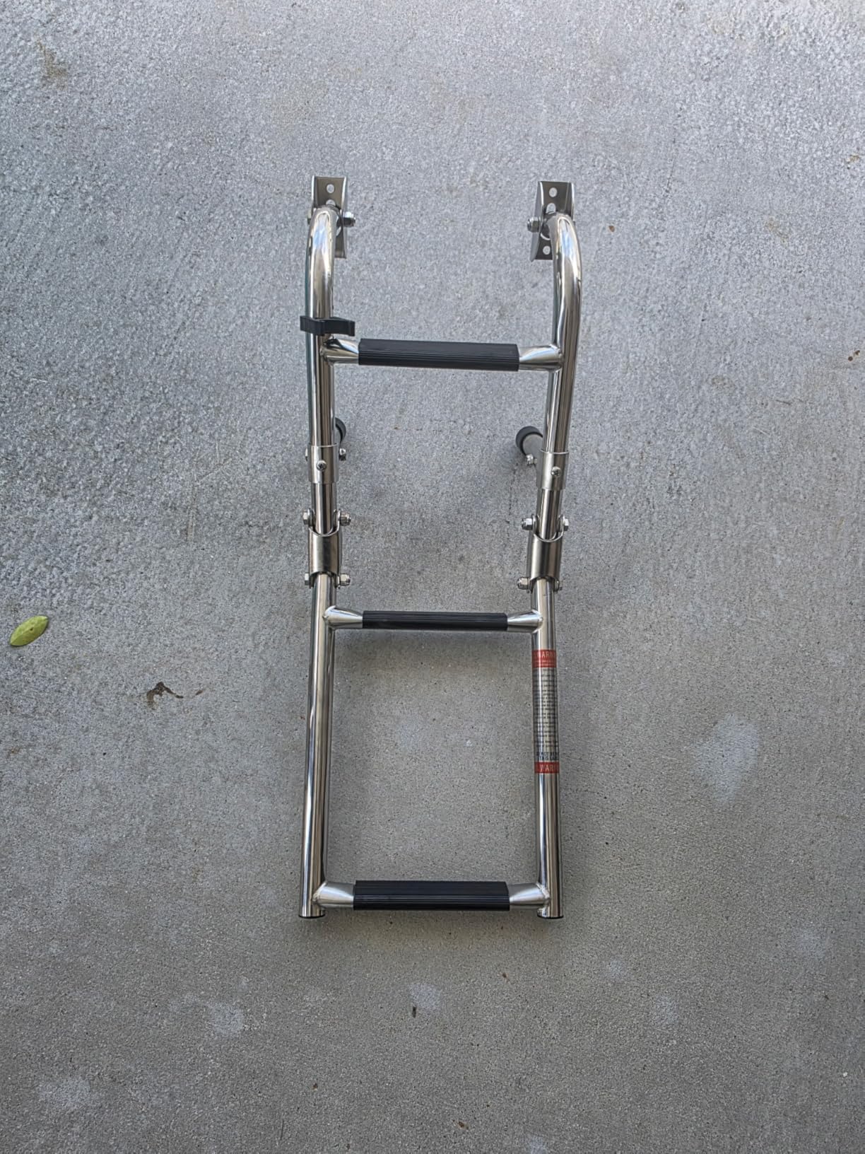 Stainless Steel Folding Boat Boarding Ladder for Pontoon, 2+1 Steps Ladder Stern Mount W Rubber Grips, 3 Steps Portable Folding Boat Ladder customer photo 2