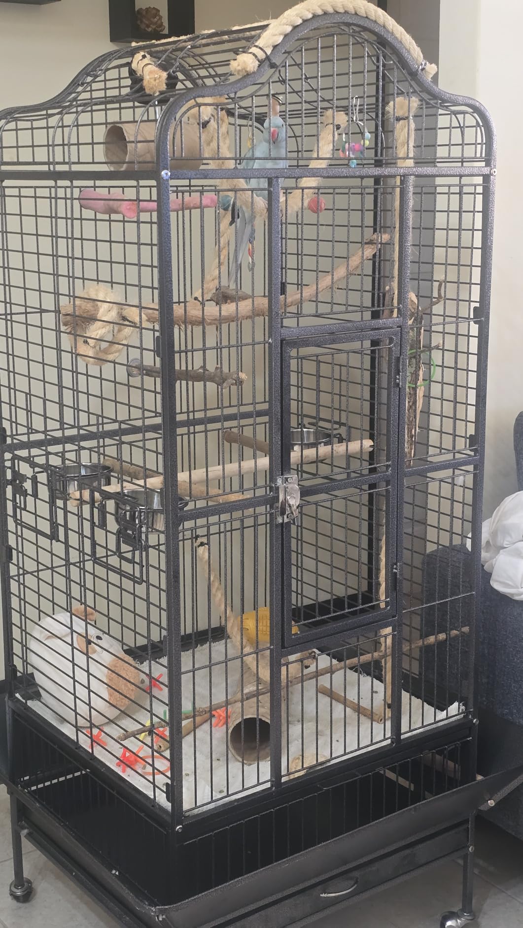 Yaheetech Extra Large Bird Cage 63'' Open Play Top Bird Cage for African Grey Parrots/Amazon Parrot/Caiques/Macaw with 360° Wheels customer photo 2