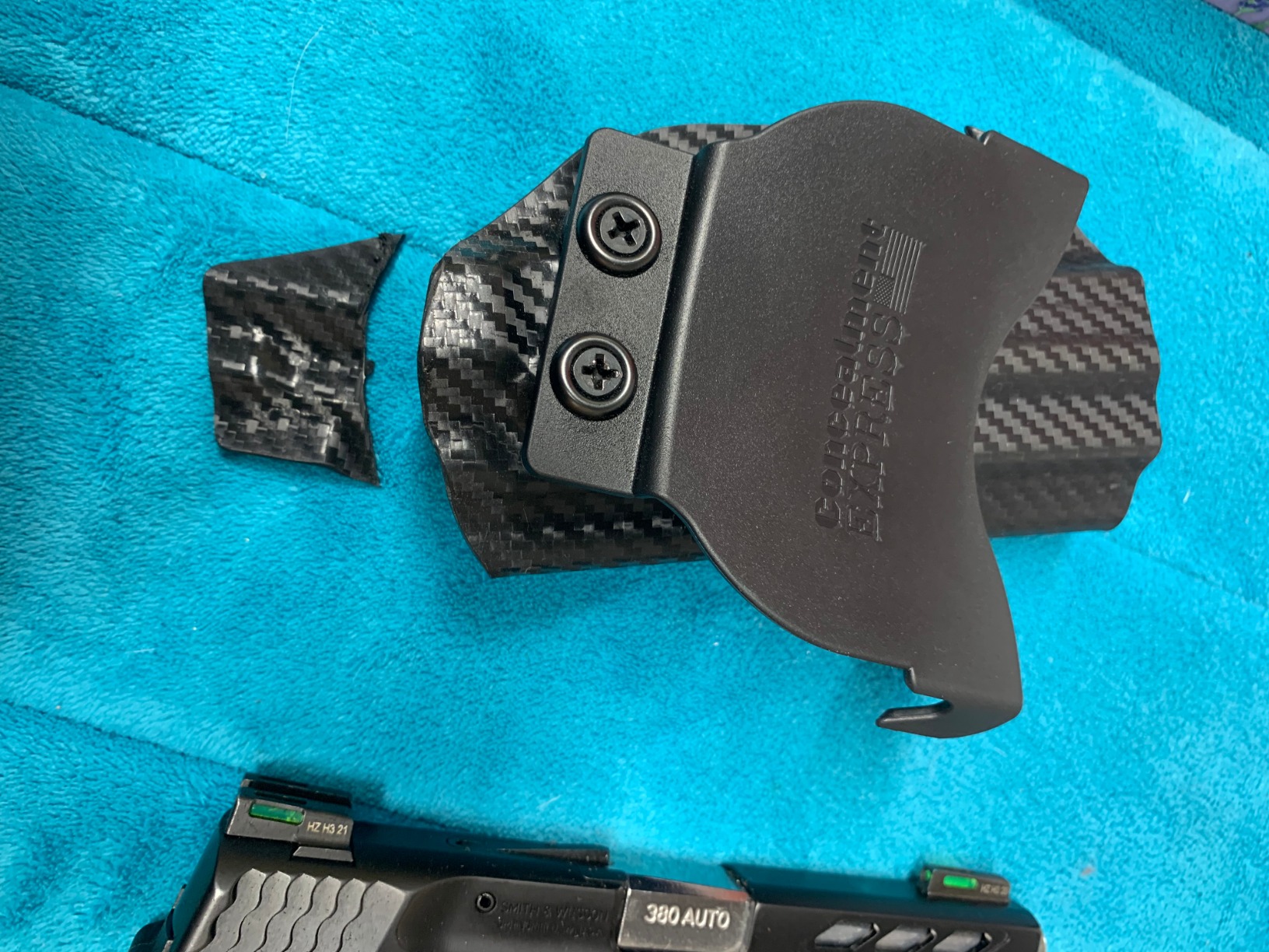 Rounded OWB Paddle Holster - Outside Waistband Carry, American Made, Concealment Express, Carbon Fiber Black Kydex, Optics Ready customer photo 1