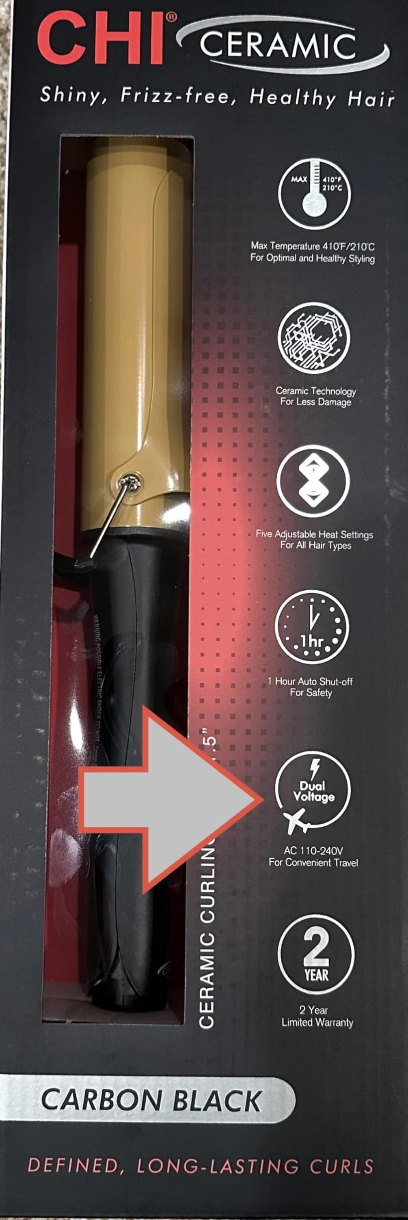 CHI Tourmaline Ceramic Curling Iron with Adjustable Temperature, 1″ Barrel customer photo 1
