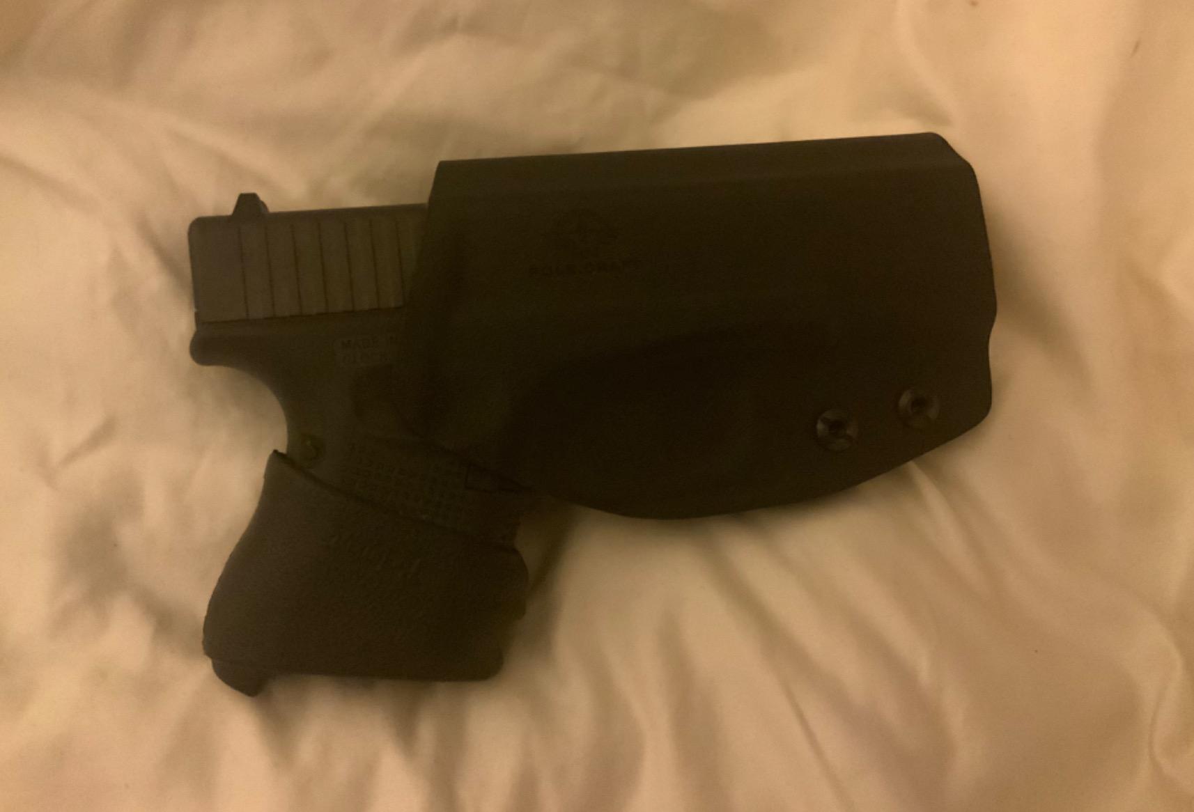 OWB Kydex Holster Fit: Glock 17 19 19x 44 45 26(Gen 1-5) / Glock 22 23 25 27 31 32 33 30s(Gen 3-4) - Outside Waistband Carry 1.5-2 Inch Belt Clip - Adj. Width Height Retention Cant, Entrance Widened customer photo 1