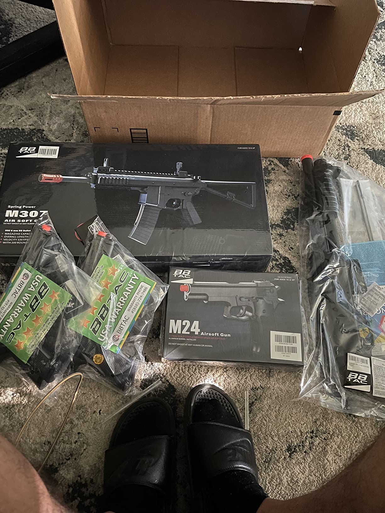 BBTac Airsoft Gun Package Desert Raider - Powerful Spring Rifle, Pump Action Shotgun, SMG, Two Pistols and BB Pellets, Preimum Airsoft Starter Pack customer photo 2