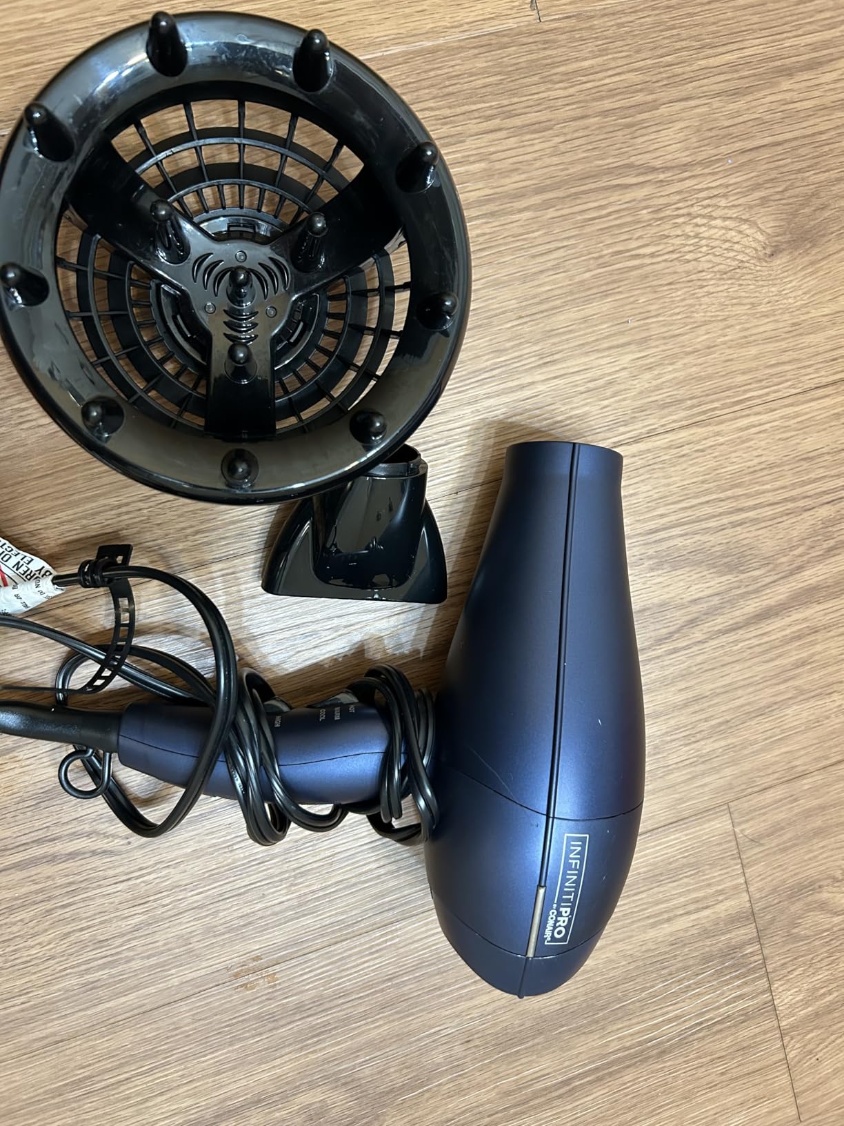INFINITI PRO CONAIR Hair Dryer with Innovative Diffuser, Enhances Curls and Waves While Reducing Frizz, Dark Blue customer photo 2