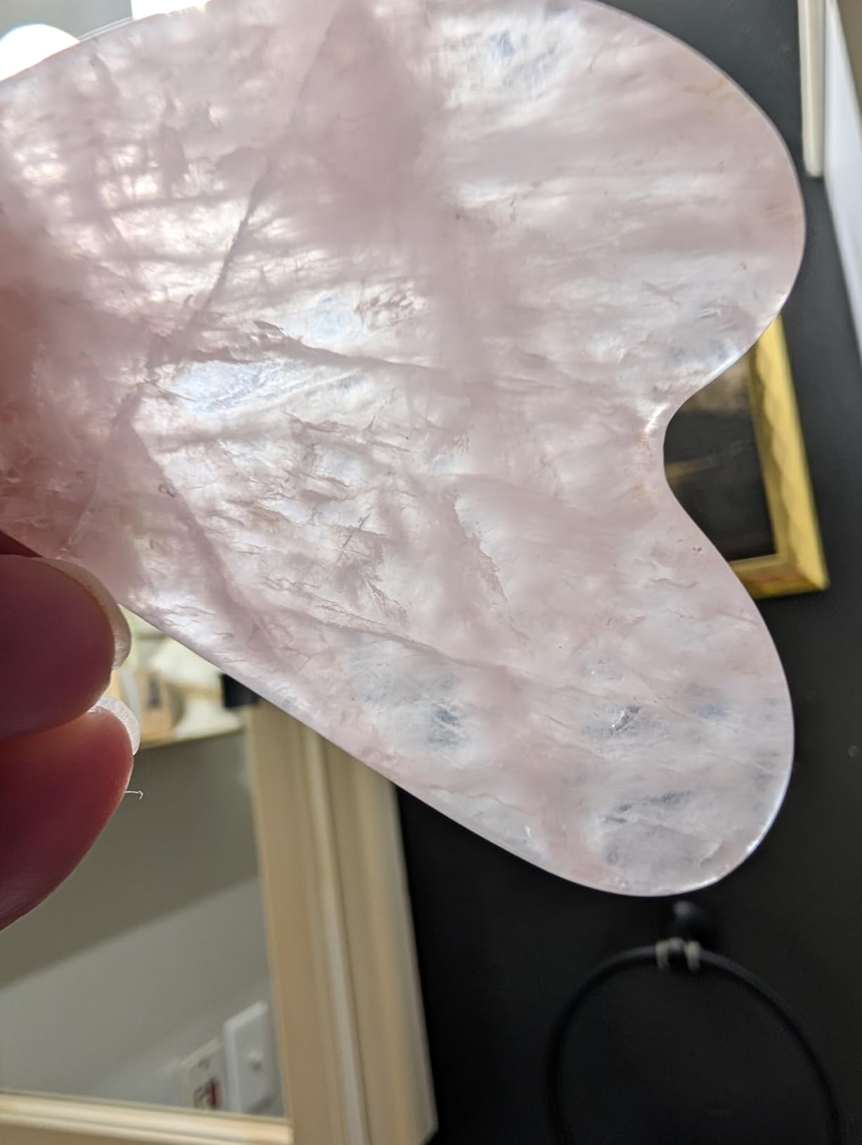 BAIMEI IcyMe Jade Roller & Gua Sha, Face Roller Redness Reducing Skin Care Tools, Self Care for Men Women, Massager for Face, Eyes, Neck, Relieve Fine Lines and Wrinkles - Rose Quartz customer photo 1