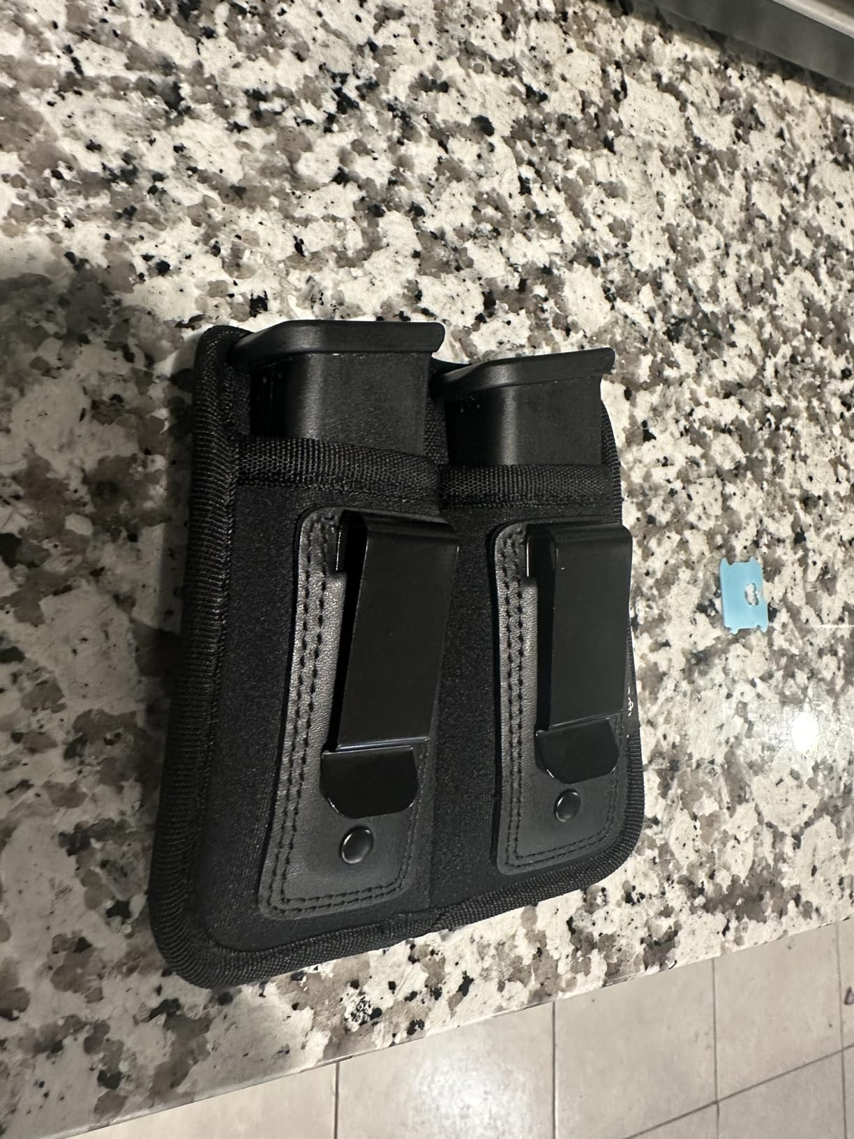 Universal Double Magazine Pouch for 9mm .40 .45 .380 .357, IWB Mag Holster Concealed Cary for Double Stack, Mag Holder for Glock 19 43 17 1911 S&W M&P, Fits Any 7 10 15 Round Clip for All Pistols Ammo customer photo 1