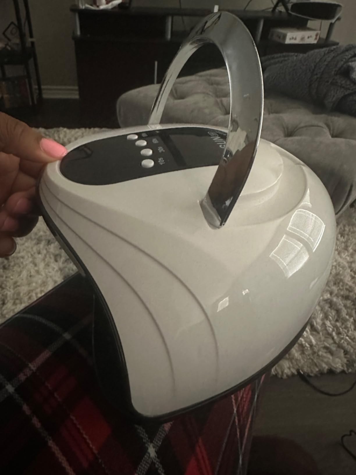 Sunrich UV Gel Nail Lamp 120W LED Nail Light Fast Dryer for Gel Polish Curing with 4 Timers Portable Handle Large Space Automatic Sensor (White) customer photo 2