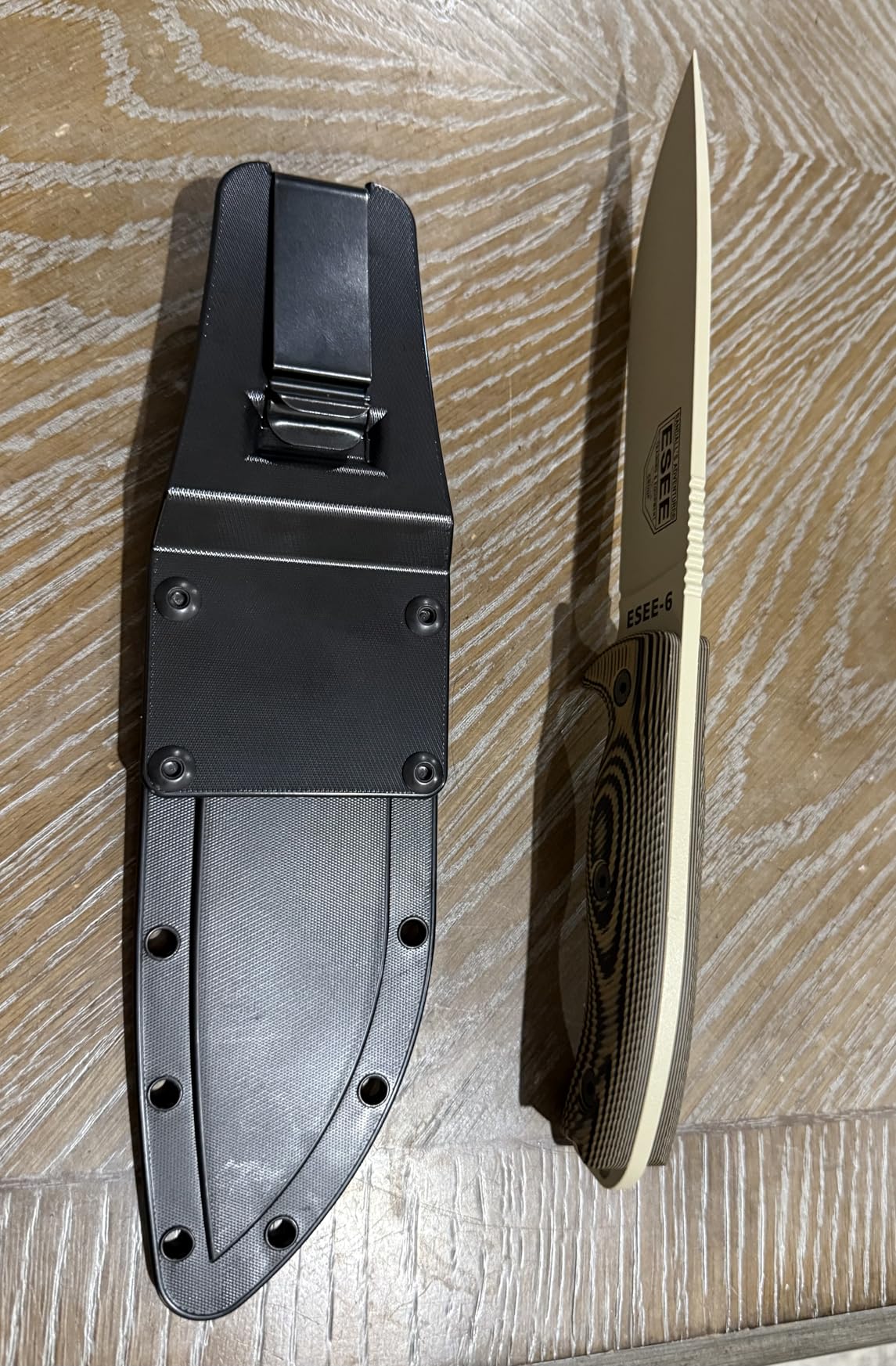 ESEE-6 1095 Carbon Steel, Black Sheath (Orange Blade, Orange/Black G10 3D Handle) customer photo 2