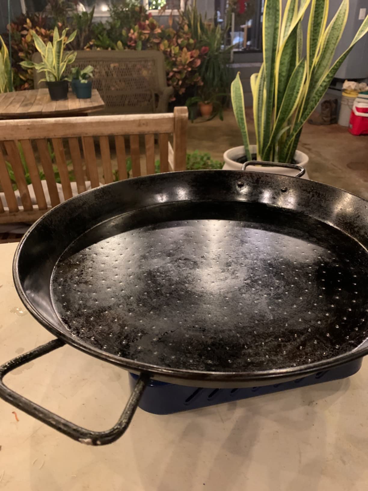 Machika 17 inch Carbon Steel Paella Pan, 42cm Polished Steel customer photo 2