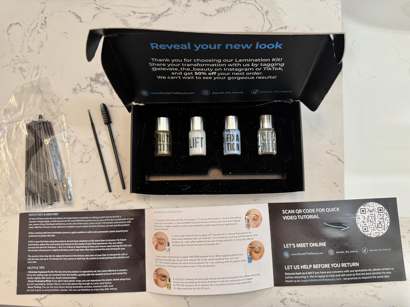 Elevate the Beauty Professional Brow Lamination Kit | Eyebrow Lamination Kit for Professional or DIY Use | 5 Laminations with Individual Sachets | Training Ebook & Brushes Included customer photo 1