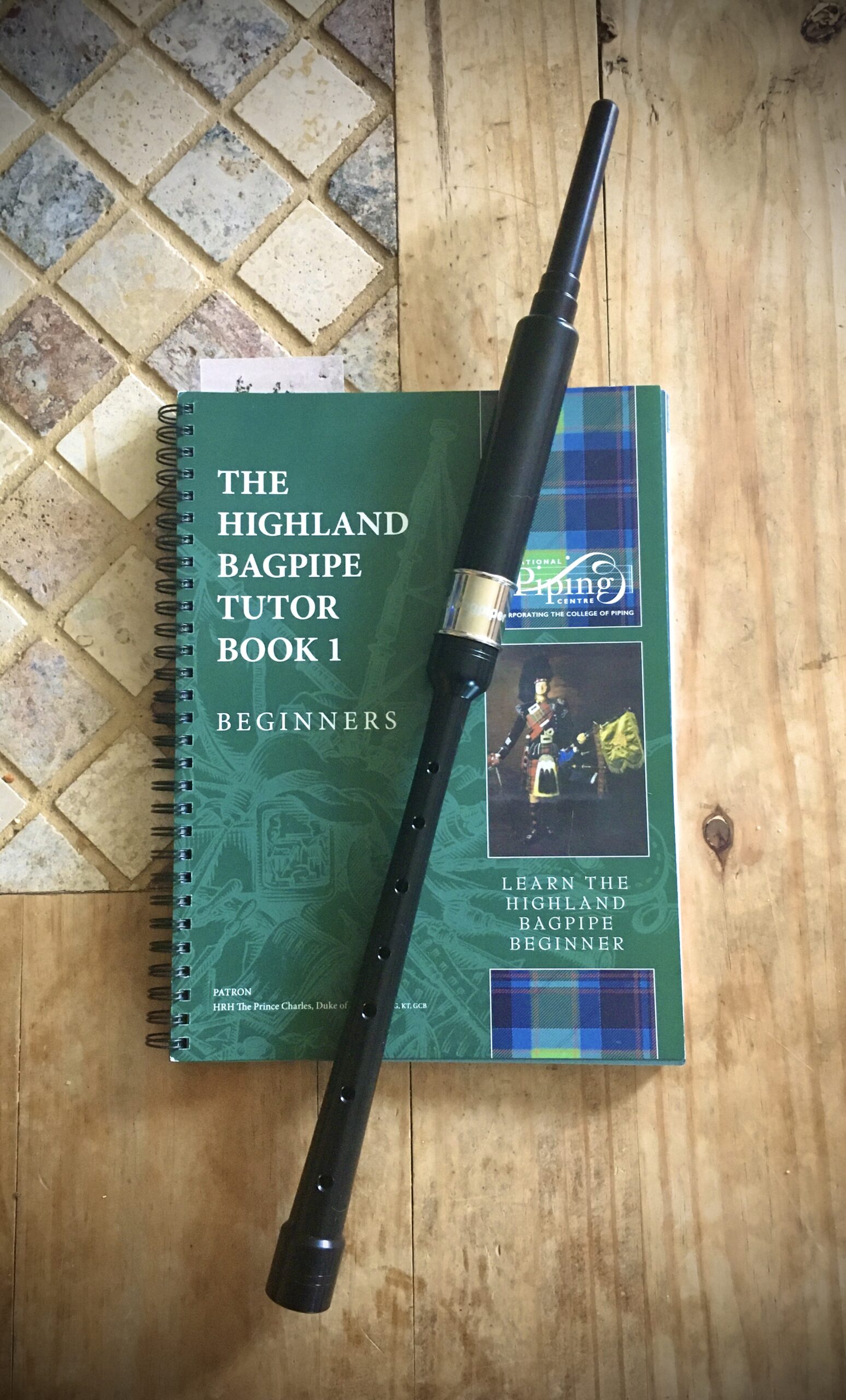 Bagpipe Practice Chanter 18in Nickel Plated Engraved Ferrule. Bagpipes Piping Institute Tutor Book, 2 Bagpipe Practice Chanter Reeds, Bag Pipes Beginner. customer photo 1
