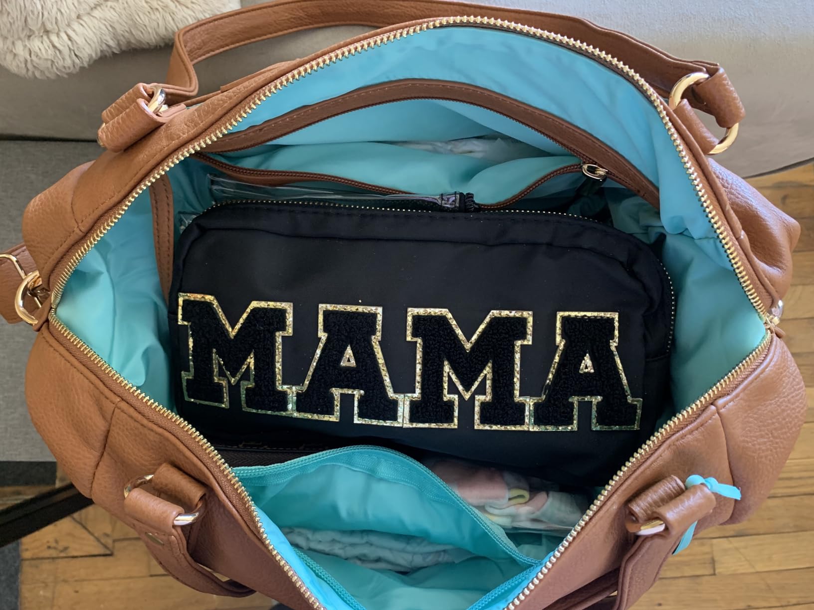 MOMINSIDE Diaper Bag Tote, 4 in 1 Leather Diaper Bag Backpack with 13 Pockets, Convertible Baby Bag for mom,Hospital bag Pañaleras Para Bebe, Changing Pad, 4 Large Insulated Pockets(Brown) customer photo 2