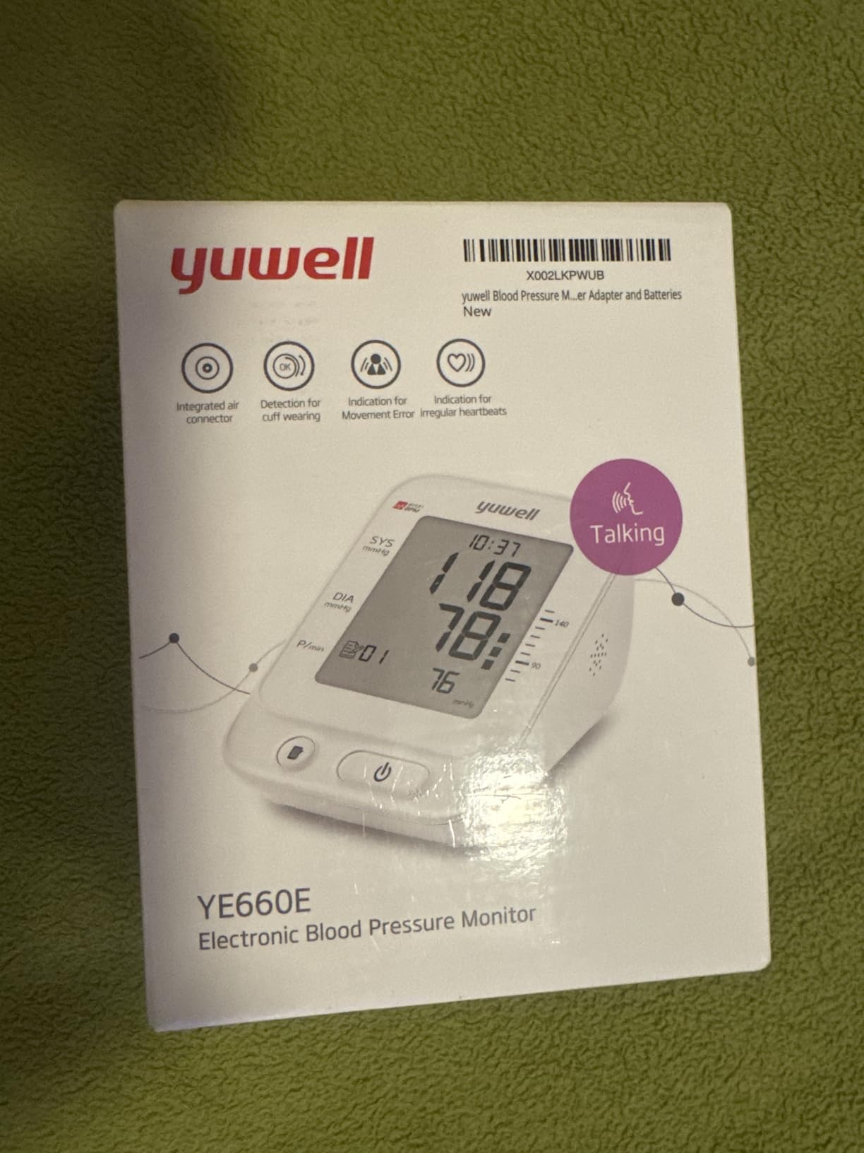 yuwell Blood Pressure Monitor, Large Upper Arm Blood Pressure Cuff, Digital Blood Pressure Machine for Home Use, Large Display, Stores 99 Readings, Voice Broadcasting with Power Adapter and Batteries customer photo 2