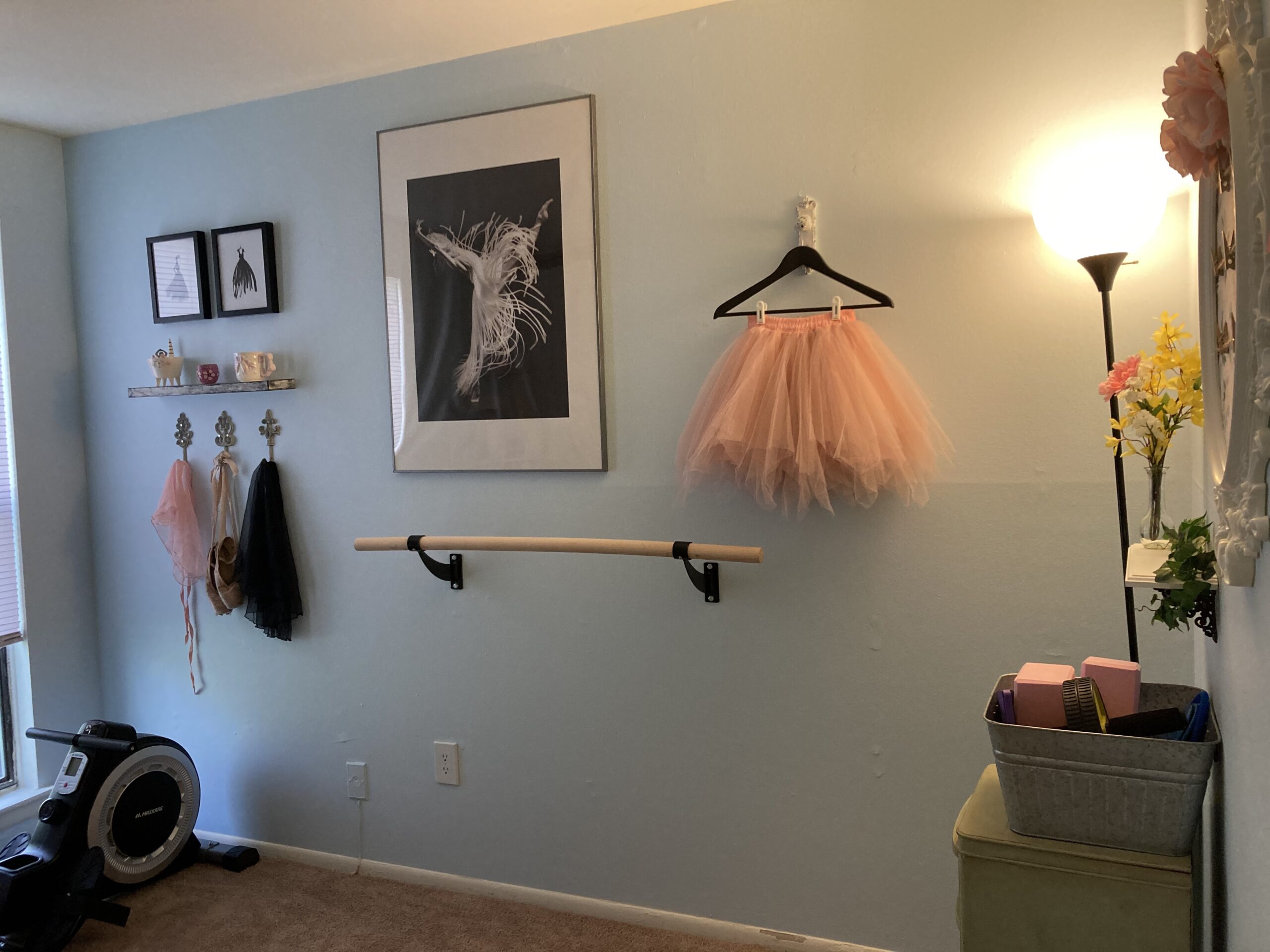 flybold Wall-Mounted Ballet Barre with Turning Board and Premium Wooden Bar - Home Workout and Dance Equipment - Rust, No Wobble - 4ft, 1.5ft Diameter customer photo 2