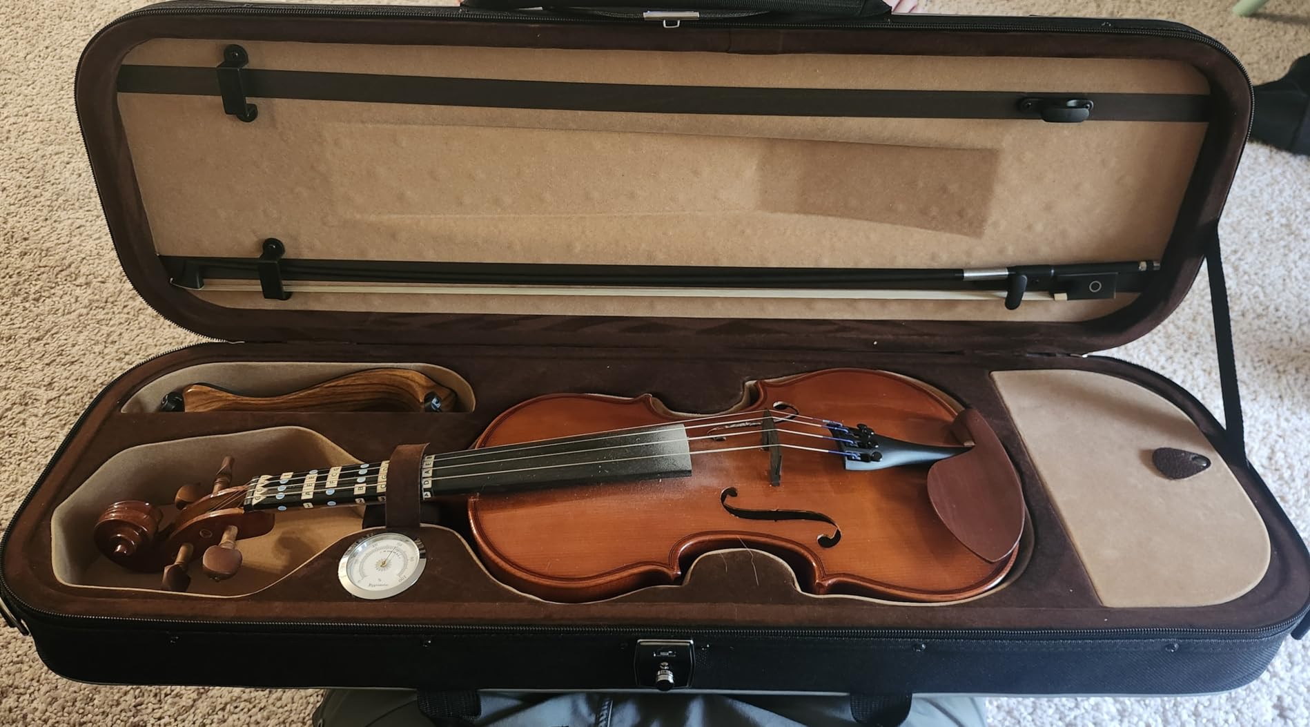 MI&VI NF-5001 Super Lightweight Sturdy Violin Travel Case 4/4 (Full Size) With Reflective Safety Strips | Hygrometer | Adjustable Shoulder Straps | Hard-Shell | High-Density Foam - MIVI Music (Blue) customer photo 2