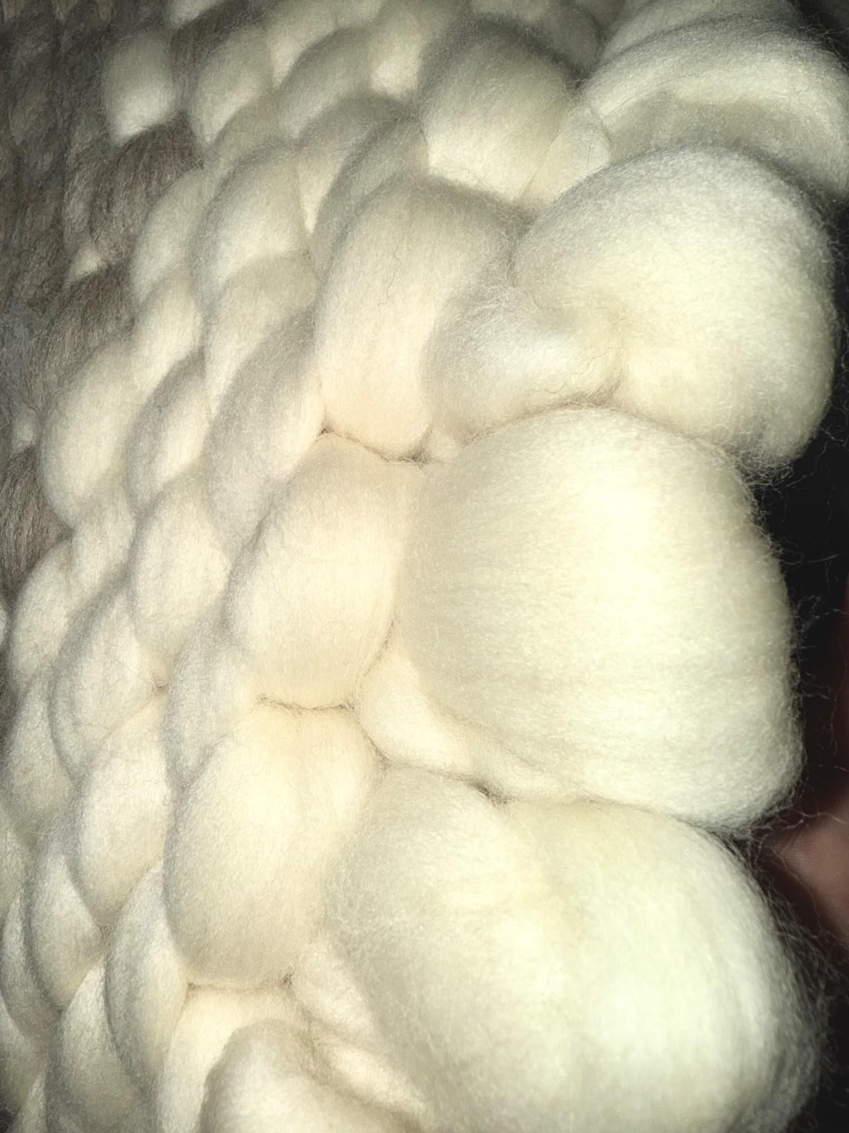 Revolution Fibers Merino Wool Roving 1 lb (16 Ounces) for Spinning | Soft Chunky Jumbo Yarn for Arm Knitting Blanket | 100% Natural Undyed (Off-White) Wool Yarn, Felting Core, Carded Stuffing customer photo 2