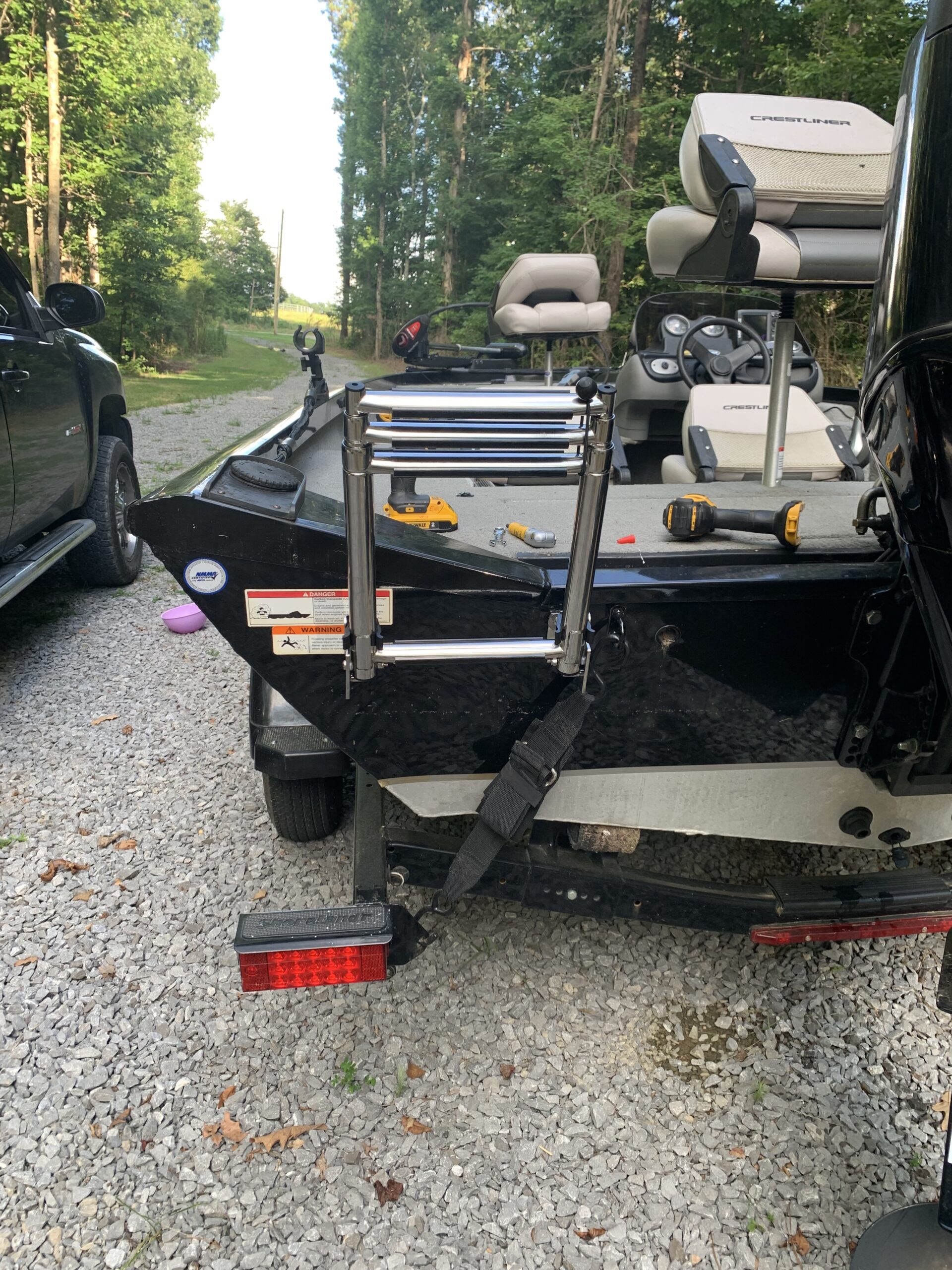 White Water - 3 Step Telescoping Folding Transom Ladder | Marine 304 Stainless Steel Boat Ladder | Rear Entry | Corrosion Resistant Non-Slip Steps | Pontoon Swim Platform Mount | B00363 customer photo 2