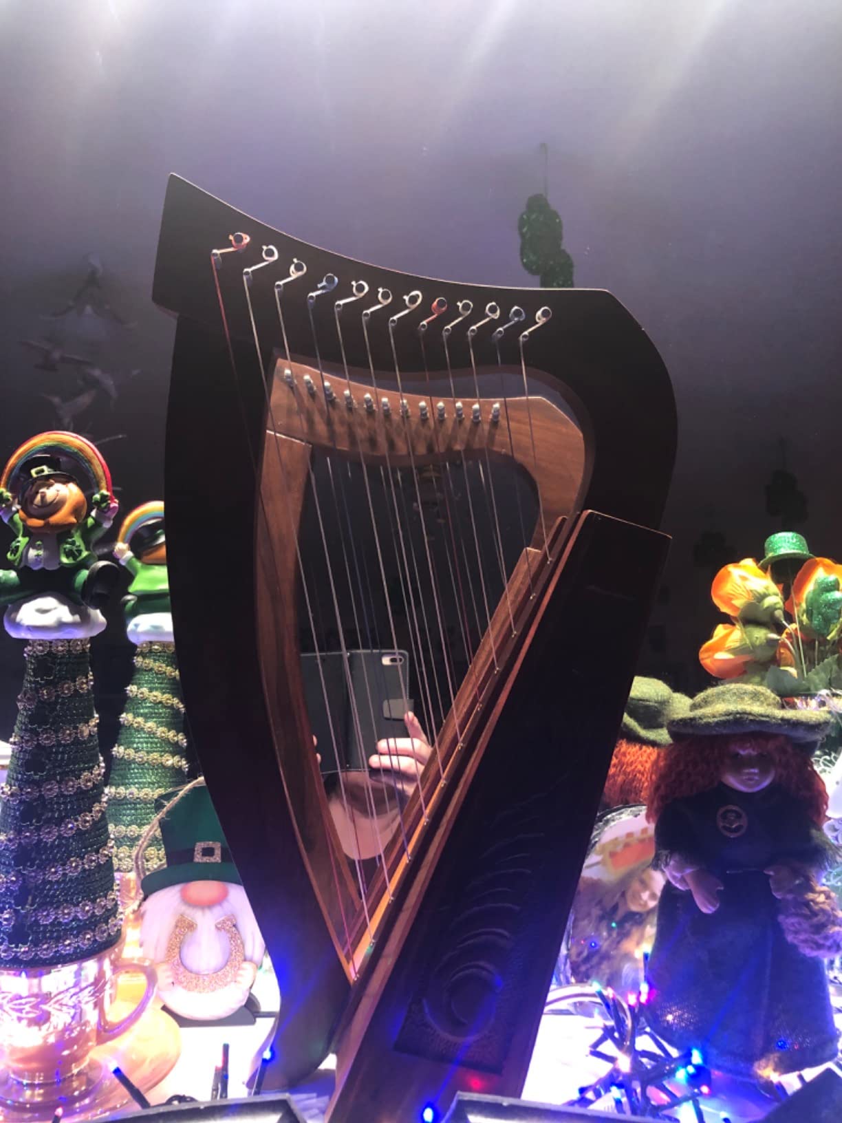 12 Strings Harp Irish Celtic Highland Solid Rosewood Nylon Lever Tuning Key Extra Set included 18 inches tall customer photo 1