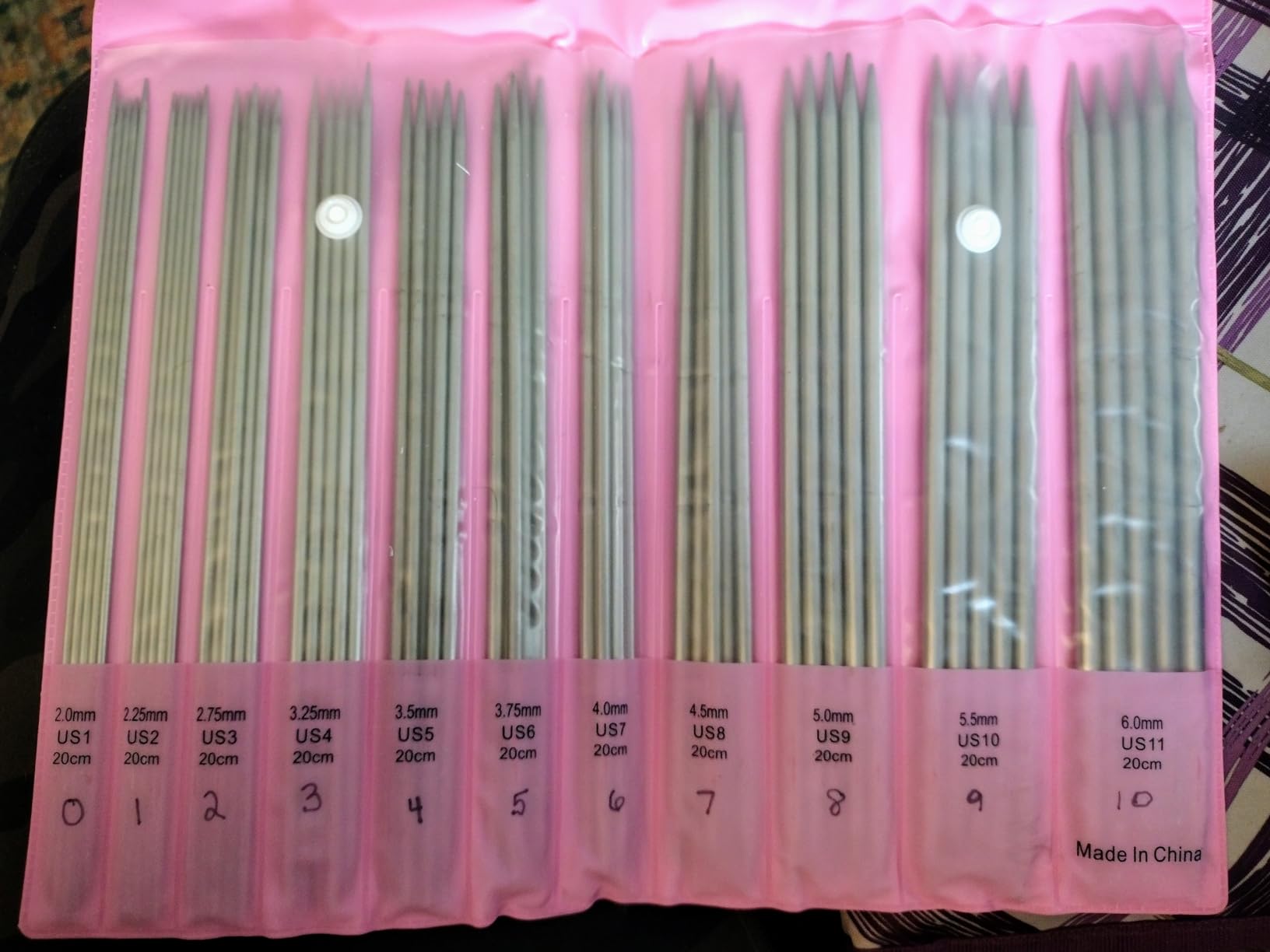 Coopay 55pcs Double Pointed Knitting Needles Set, 2.0mm-6.5mm, Sock Knitting Needles, 20cm Metal DPN Shorties Knitting Needle for Socks Gloves Hats, Double Pointed Needles with Knitting Needle Gauge customer photo 1