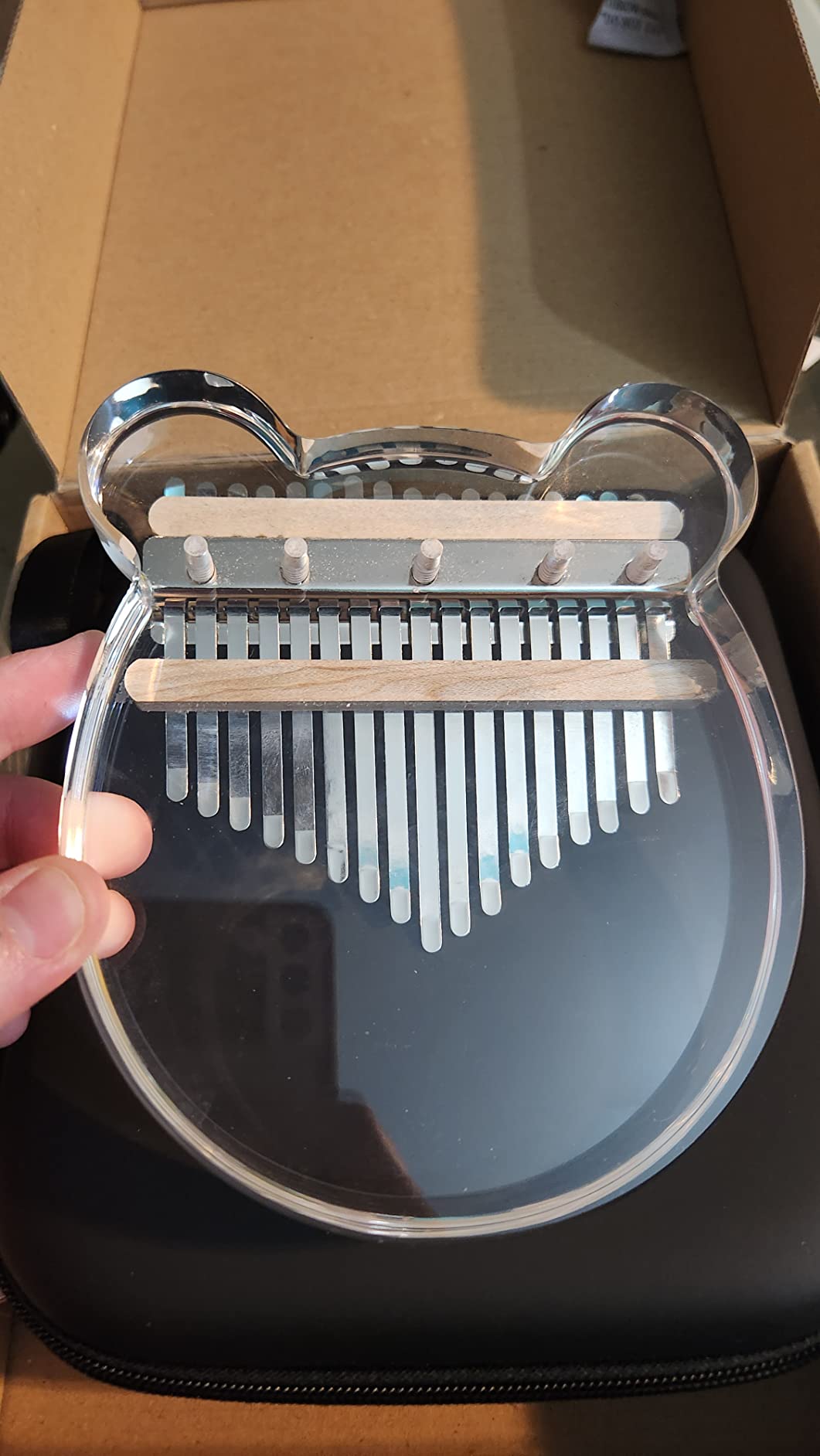 Beveetio Clear Kalimba Thumb Piano With Eva Protective Case, Transparent Crystal Kalimba 17 Key, Musical Instrument Gifts, Cat Shape Finger Piano, Acrylic Mbira customer photo 1