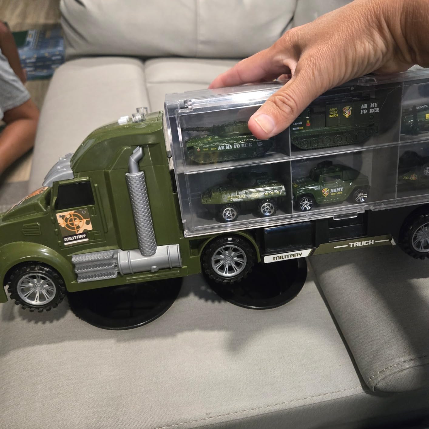 JOYIN 25 in 1 Military Kids Truck Toys for Age 3+, Toddler Boy Toys, Army Men Tanks Set with Soldier Men, Mini Battle Cars in Carrier Truck with Lights and Sounds, Gifts for Grandkids customer photo 1