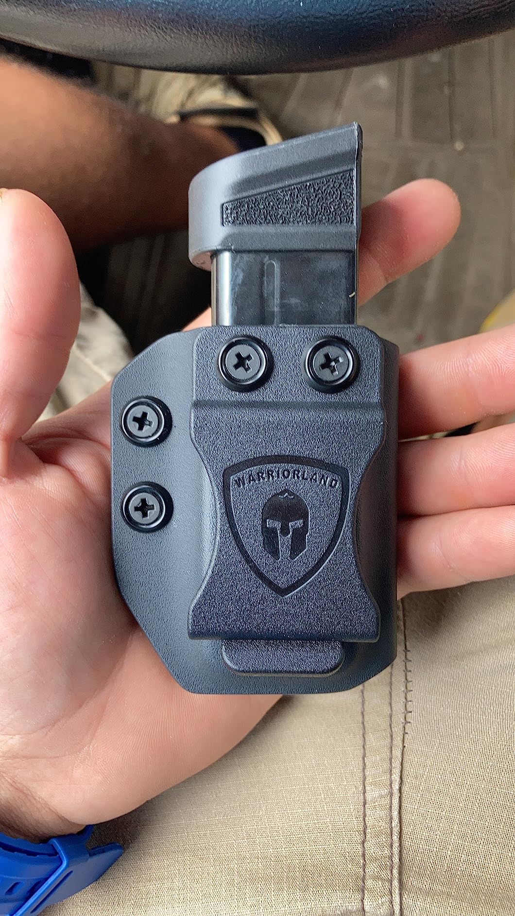 Universal Mag Carrier IWB/OWB Magazine Holster Fit: 9mm/.40 Double Stack - Option1: Glock 17 19 19X 26 45 47 43X MOS/Ruger RXM | Option2: Taurus G2C/G3C & Sig P365/P320 & Hellcat/Hellcat Pro & CZ P10C customer photo 1