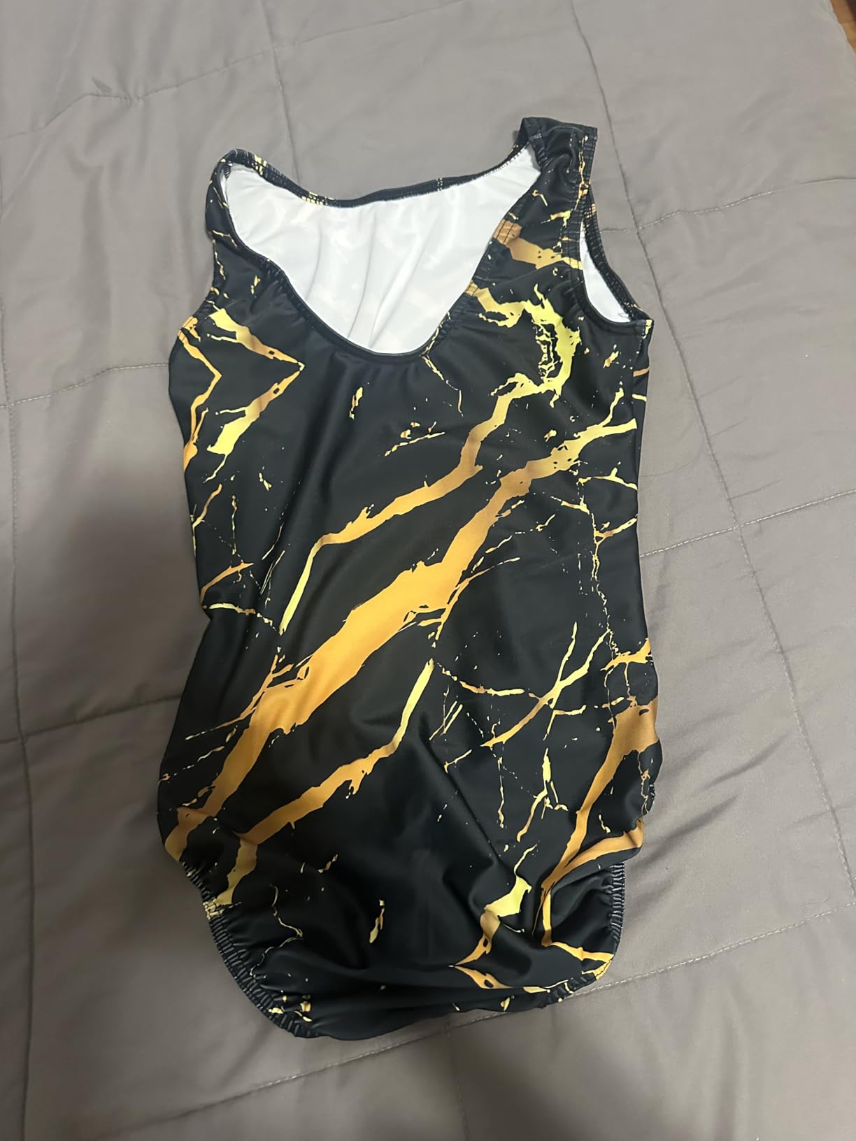 Dancina Marble Line Gymnastics Leotards for Girls with Shorts for Ages 4-16 customer photo 2