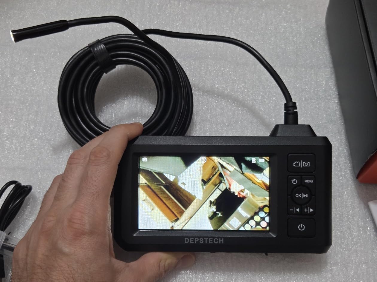 DEPSTECH Dual Lens Industrial Endoscope, 1080P Digital Borescope Inspection Camera, 7.9mm IP67 Waterproof, Sewer Camera with 4.3