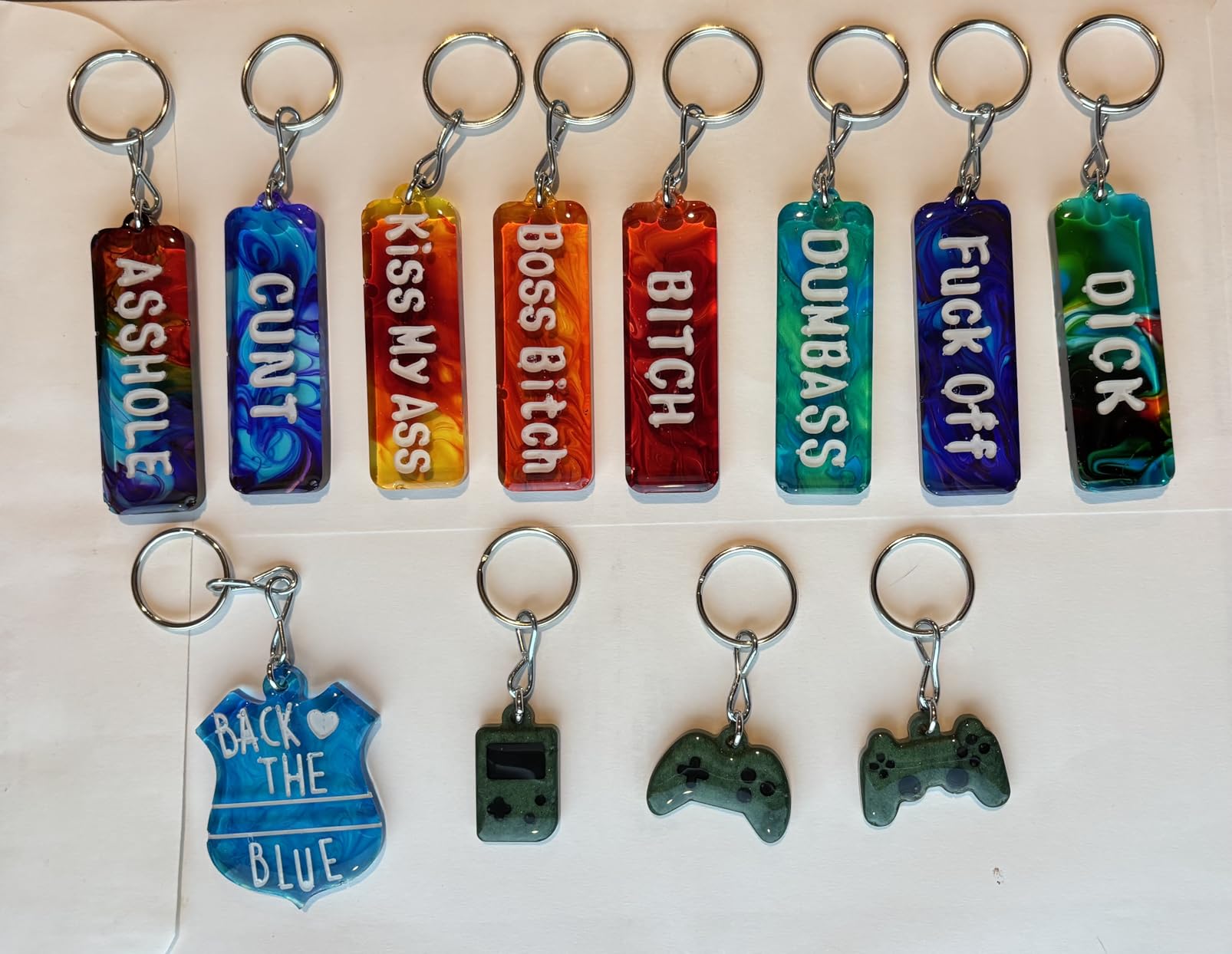 Swear Words Keychain Resin Mold,2 Pcs Silicone Molds Set for Making Bad Words Venting Slogan Key Ring Decoration Gifts, DJ1120 customer photo 1