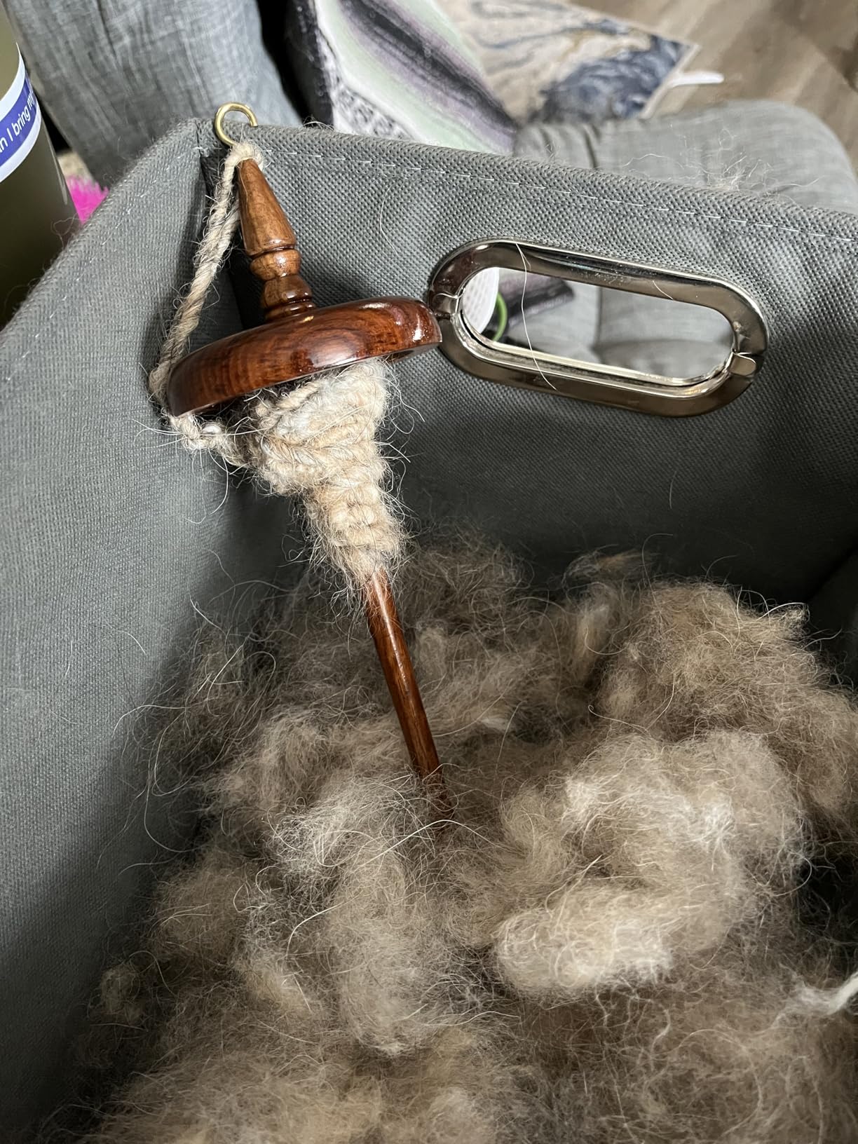 Revolution Fibers Artisan Top Whorl Drop Spindle - 11 inch Shaft | 3.25 inch Whorl | Satin Finish | Hand Crafted Rosewood Flora customer photo 2