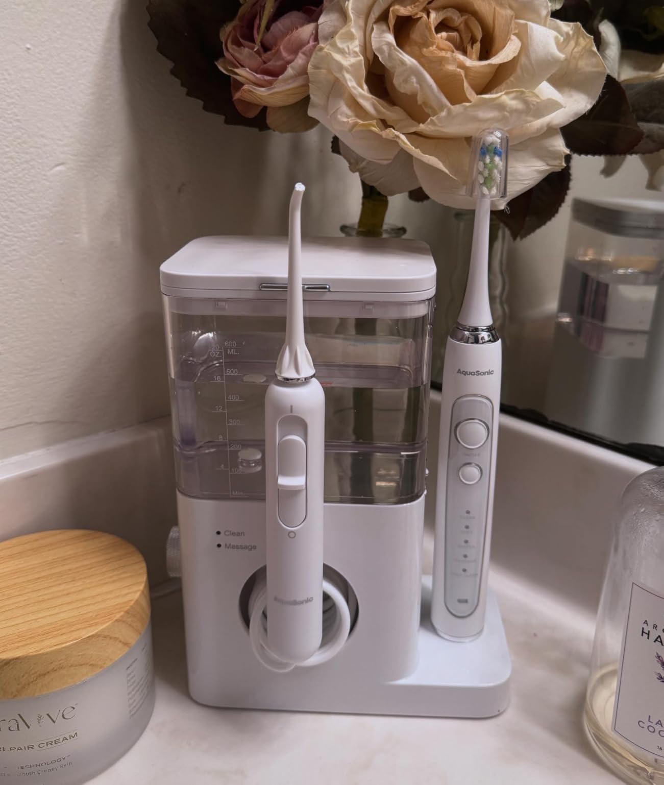 AquaSonic Home Dental Center PRO – Brushing & Flossing Made Easy – Brush & Floss – Power Toothbrush & Water Flosser – Whiter Teeth & Healthier Gums – Black Series Pro+Oral Irrigator customer photo 2