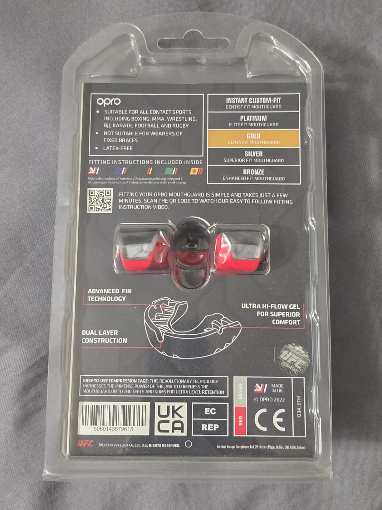 OPRO Gold Level Mouth Guard - Moldable Mouthguard with Premium Comfort Fit, and Multi-Layer Protection for Boxing, MMA, Rugby, Hockey, and Football Mouthpiece - Includes Case (Black/Gold, Adult) customer photo 2
