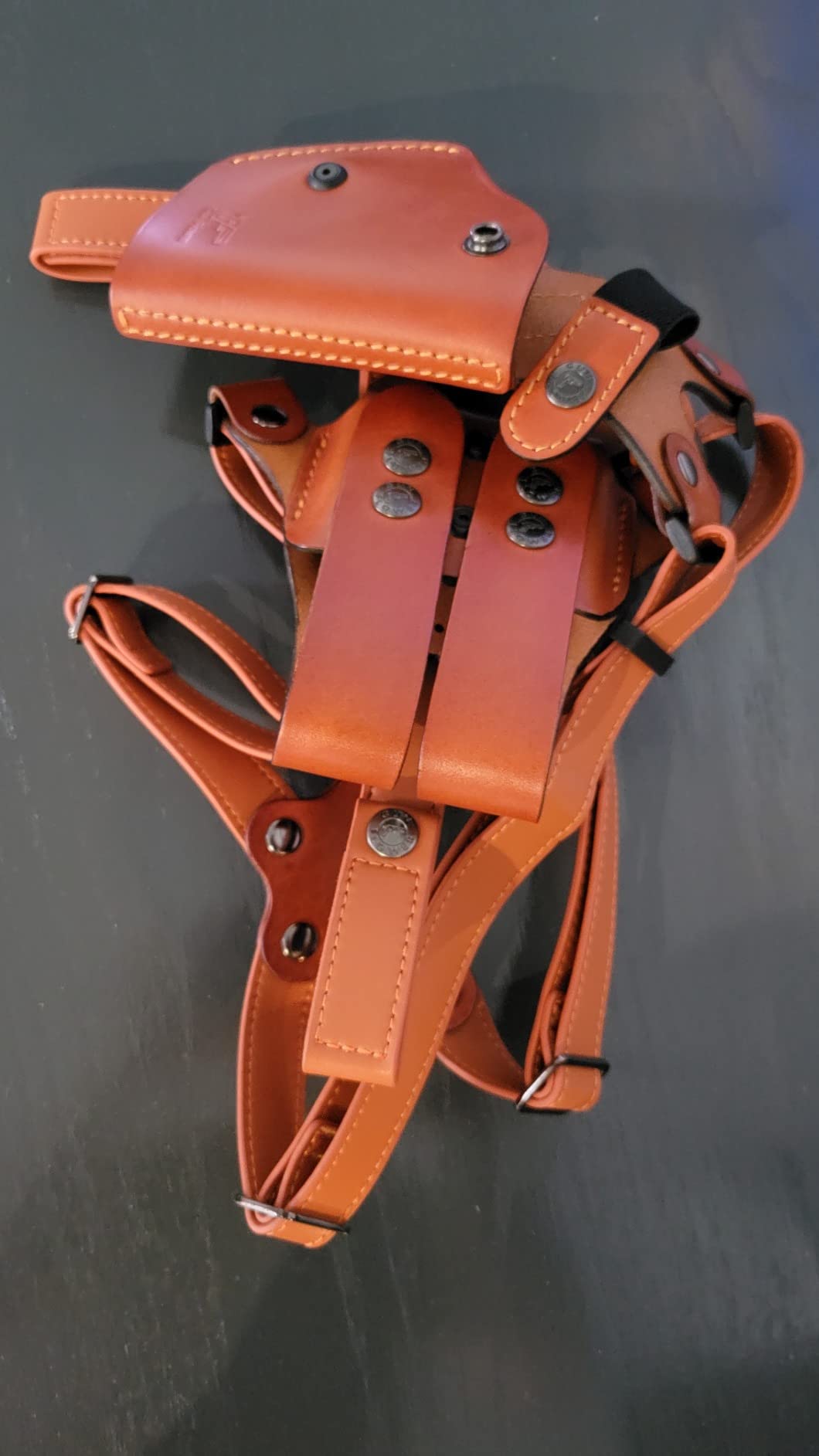 Universal Leather Shoulder Holster Compatible with Glock 17/19, 1911, Taurus G2C/G3C, M&P 9, Sig P220/P226, 92FS, and More, Vertical Concealed Holster with Double Mag Holster, Right Hand customer photo 1