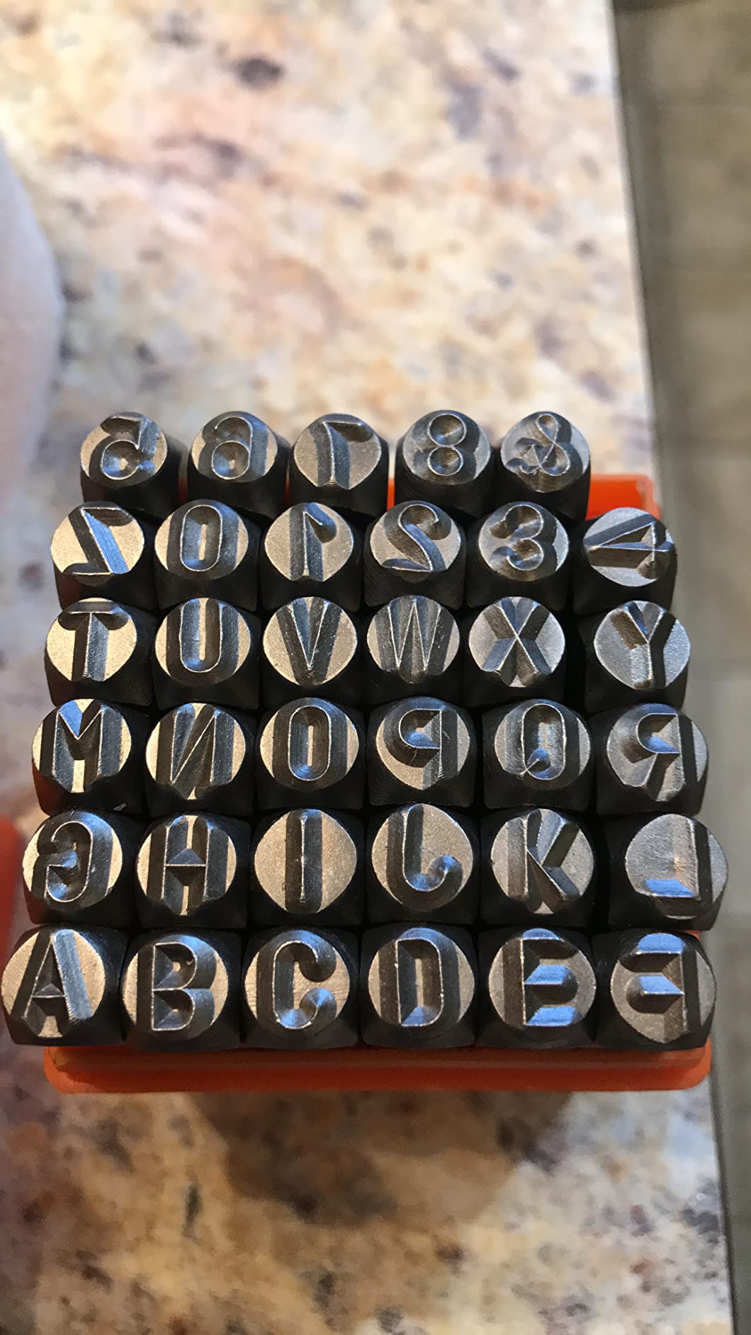 Metal Letter Punch Set 1/4 (6mm),36PC Steel Number and Letter Stamp Set,Stamping Tool Set kit for Imprinting Metal, Plastic, Wood, Leather. customer photo 2