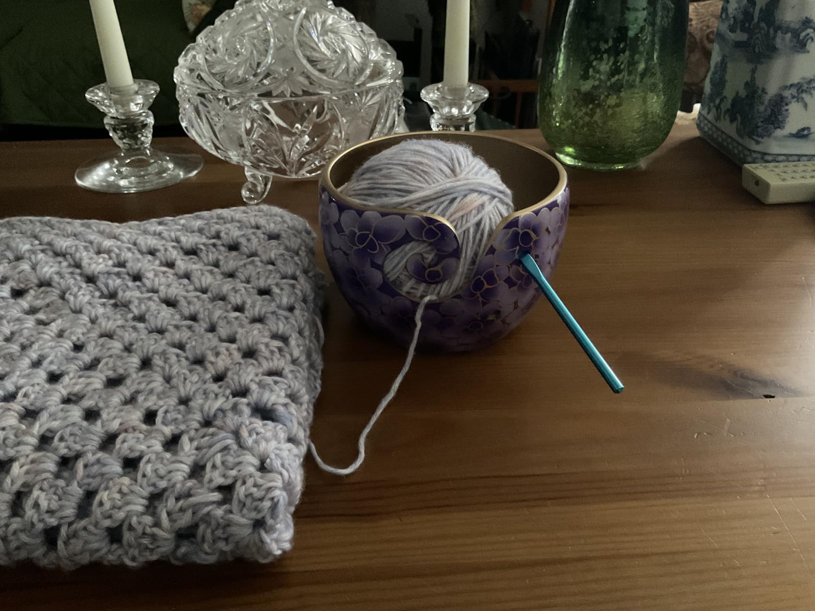 Premium Aluminium Yarn Bowl for Knitting & Crochet - Handcrafted Floral Design Holder with Spiral Cut & Anti-Slip Base | Durable Tangle-Free Yarn Storage Organizer Gift for Crafters (6