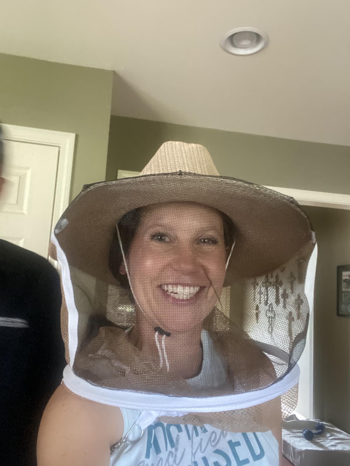 AukBeeFun Bee Veil Hat Beekeeping Veil Hat with High Visibility Veil and Long Elastic Shoulder Strap customer photo 2