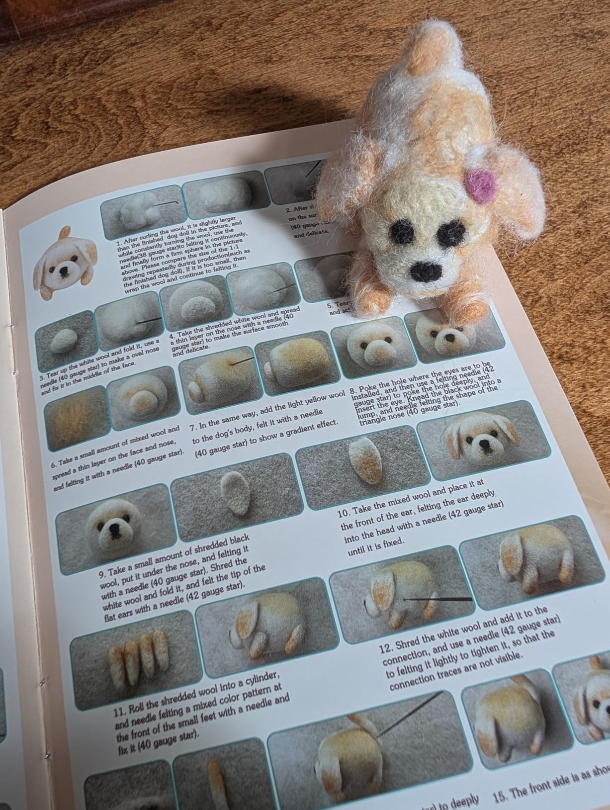 Mayboos Needle Felting Kit, 12 Pieces Doll Making Wool Needle Felting Starter Kit with Instruction, Felting Foam Mat and DIY Needle Felting Supply for DIY Craft Animal Home Decoration customer photo 2
