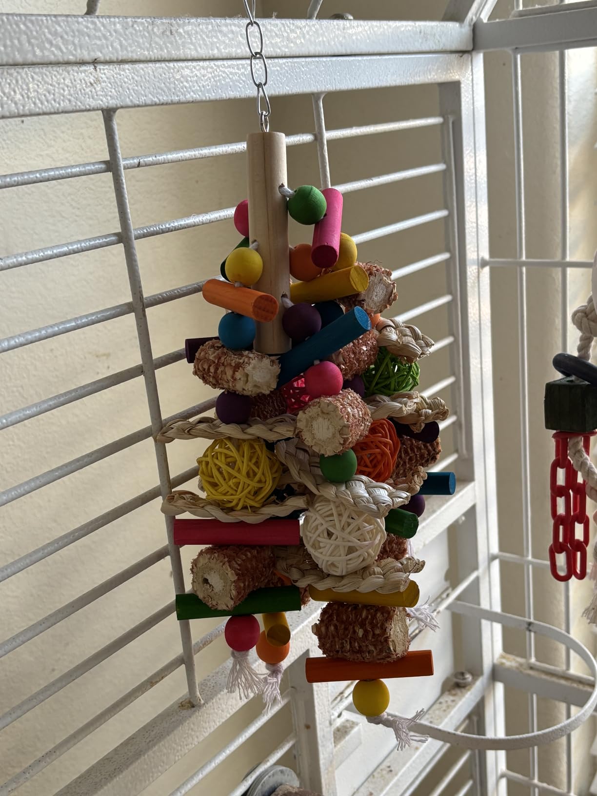 Bird Toys, Parrot Toys for Large Birds, Natural Peppered Wood African Grey Parrots, Macaws, Cockatoos, Amazon Parrot chew Toys, Aviary Hanging Toys customer photo 2
