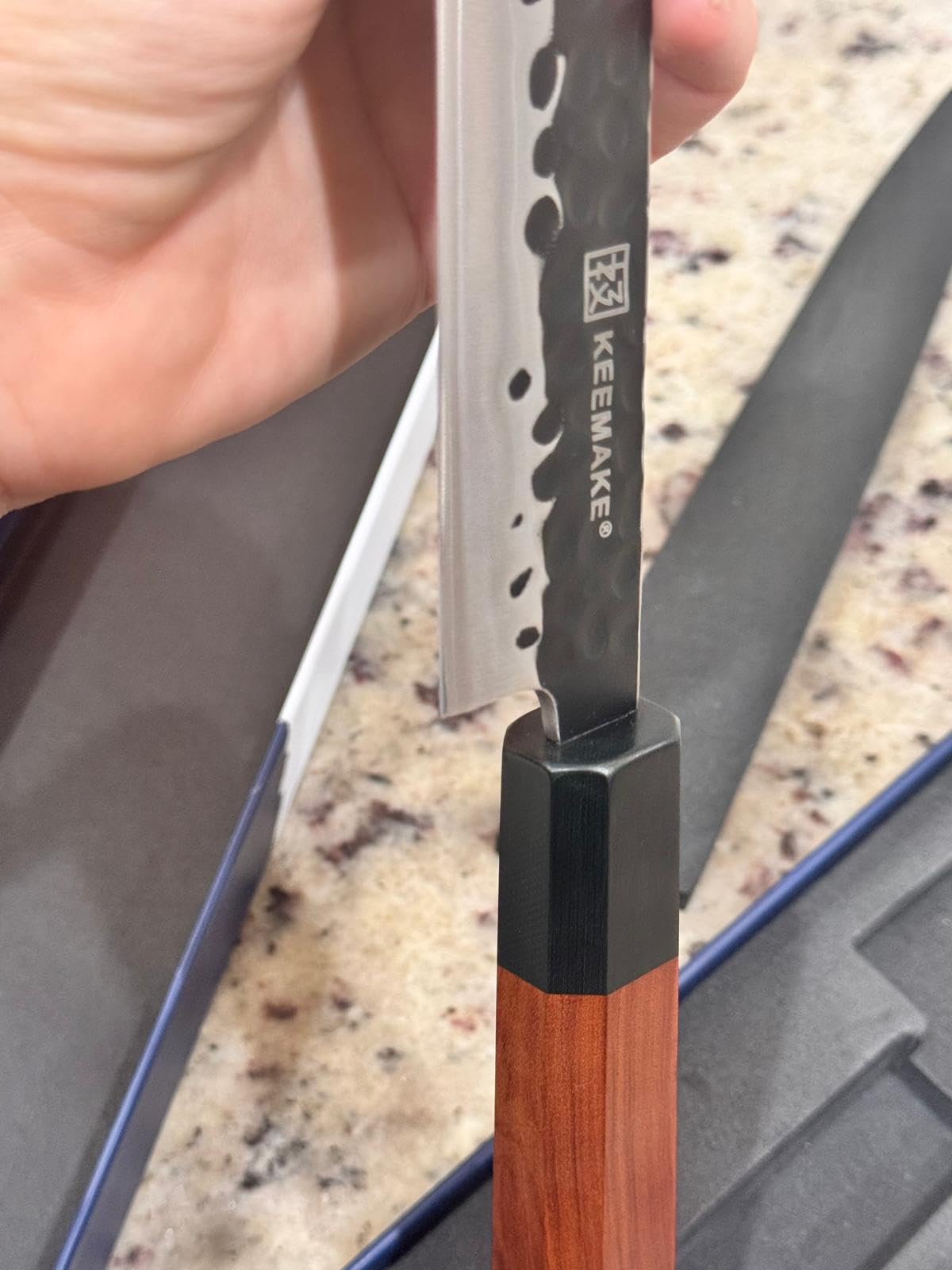 KEEMAKE 8 Inch Chef Knife, Japanese Hand Forged High Carbon Steel Kitchen Knives with Ergonomic Rosewood Handle, Ultra Sharp Durable Professional Gyuto Knife for Meat & Veggie Slicing customer photo 2