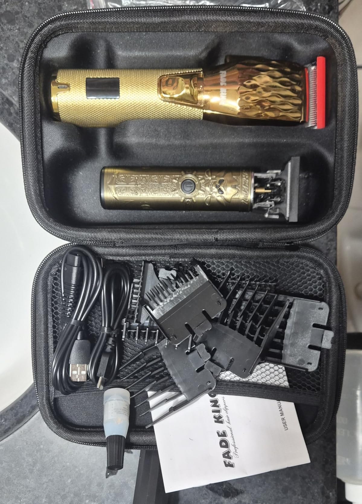 FADEKING Professional Hair Clippers for Men - Cordless Hair Clippers (Clipper+Trimmer, Gold+Bronze) customer photo 2