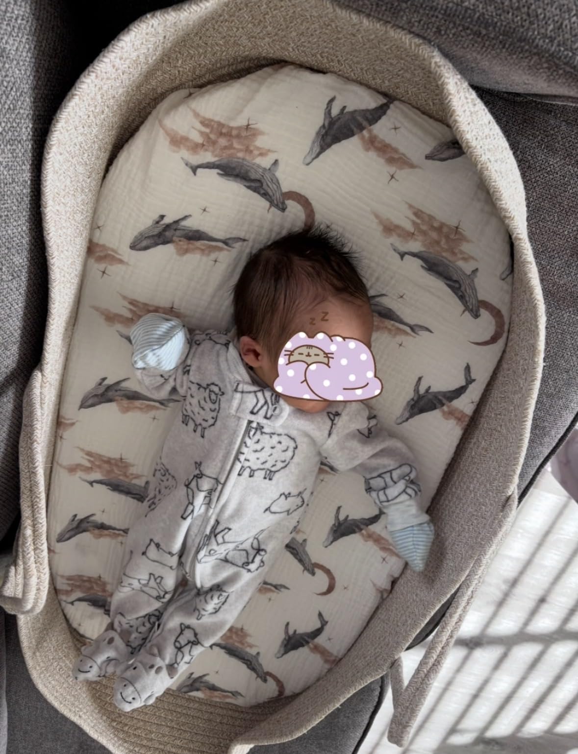 Trendy Baby Changing Basket- Unisex Baby Moses Basket Set of 4 Pieces, Waterproof Pad Cover, Caddy Diaper Organizer, Cotton Blanket - Boho Basket - Nursery Decor - Bassinet Changing Table Topper customer photo 1