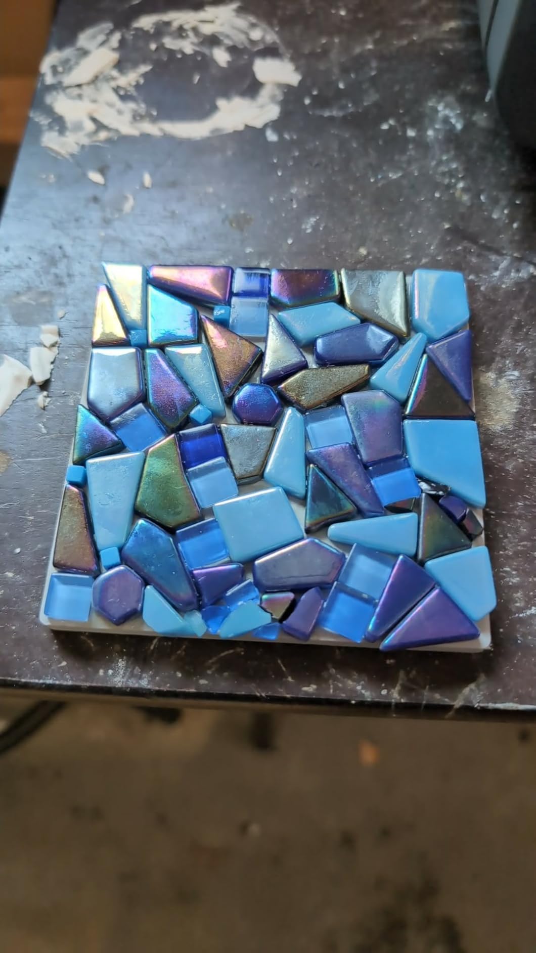 Youway Style Iridescent Glass Mosaic Tiles for Crafts Bulk, 200g Broken Mosaic Glass Pieces for DIY Home Garden Art Projects customer photo 1