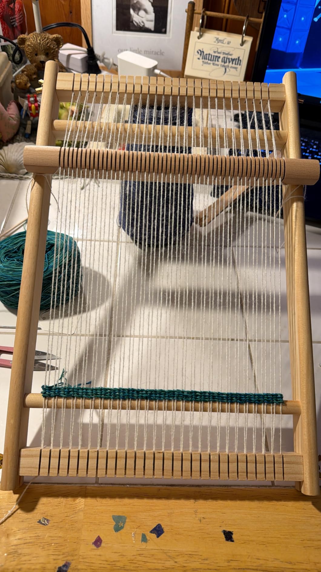 Weaving Loom Kit, Wooden Multi-Craft Weaving Loom Tapestry Loom Large Frame 9.85x 15.5inch, DIY Hand-Knitting Weaving Machine with Loom Stick Bar for Kids, Adult and Beginners Handcraft Loom customer photo 2