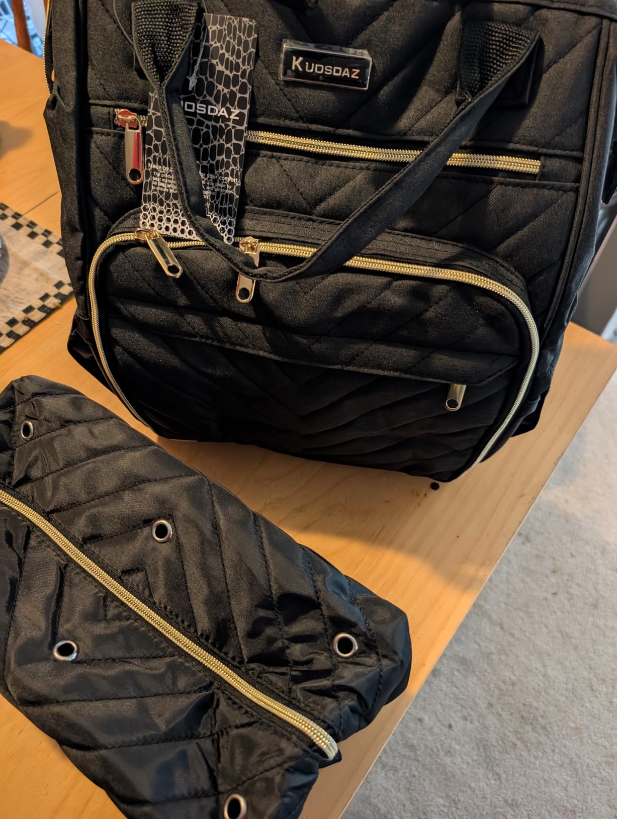Knitting Bag Backpack, Yarn Organizer with USB Charging Port, Quilted Backpack for Women, Gifts for Crocheters Large Travel Crochet Bag Totes for Crochet Hooks, Knitting Needles, Yarn Supplies, Black customer photo 2