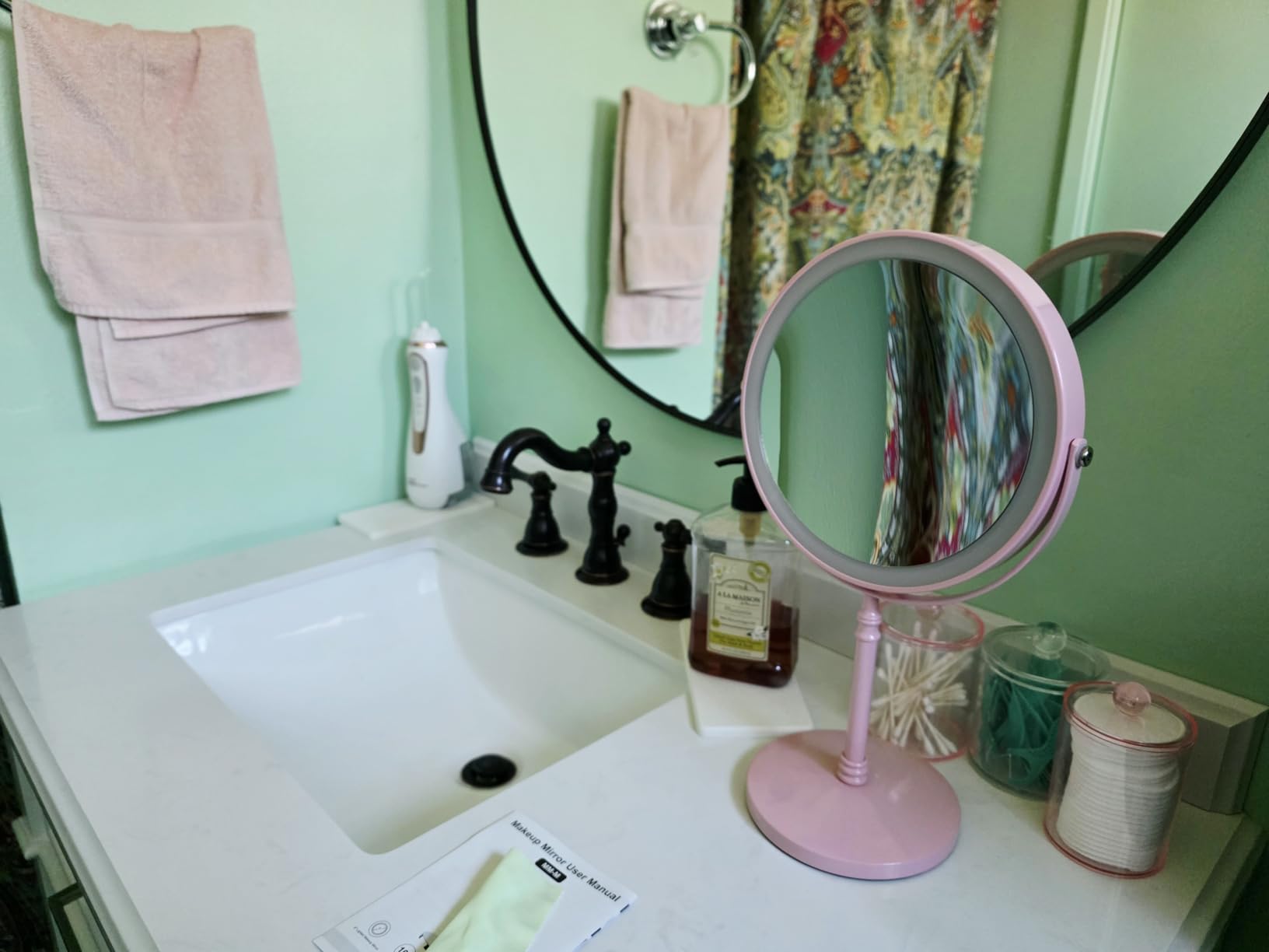 DEIOVWXS Makeup Mirror, 3000mAh Rechargeable Double-Sided Magnifying Vanity Mirror with 3 Colors, 1X/10X, Adjustable Brightness customer photo 2